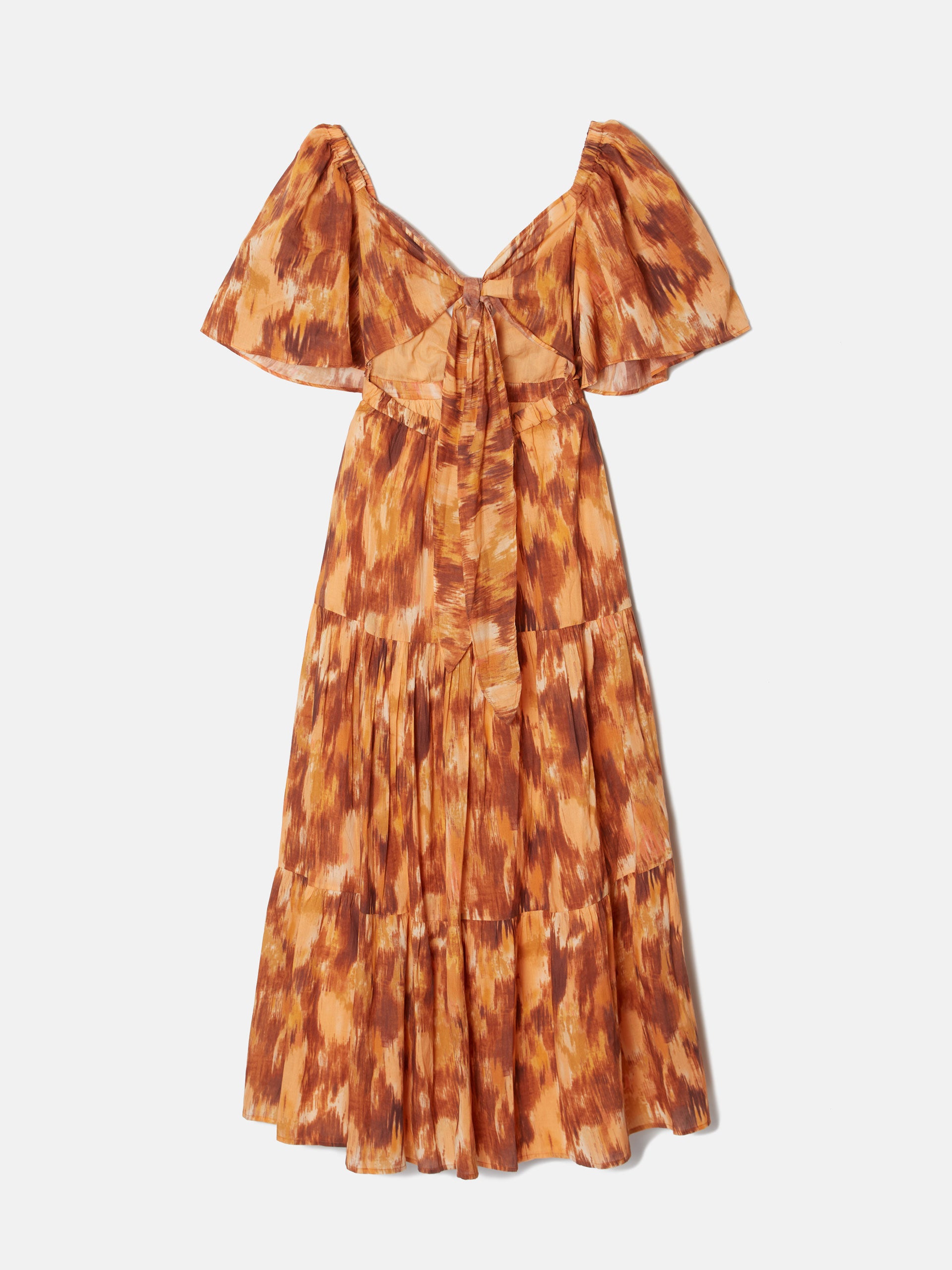 Brown printed midi dress