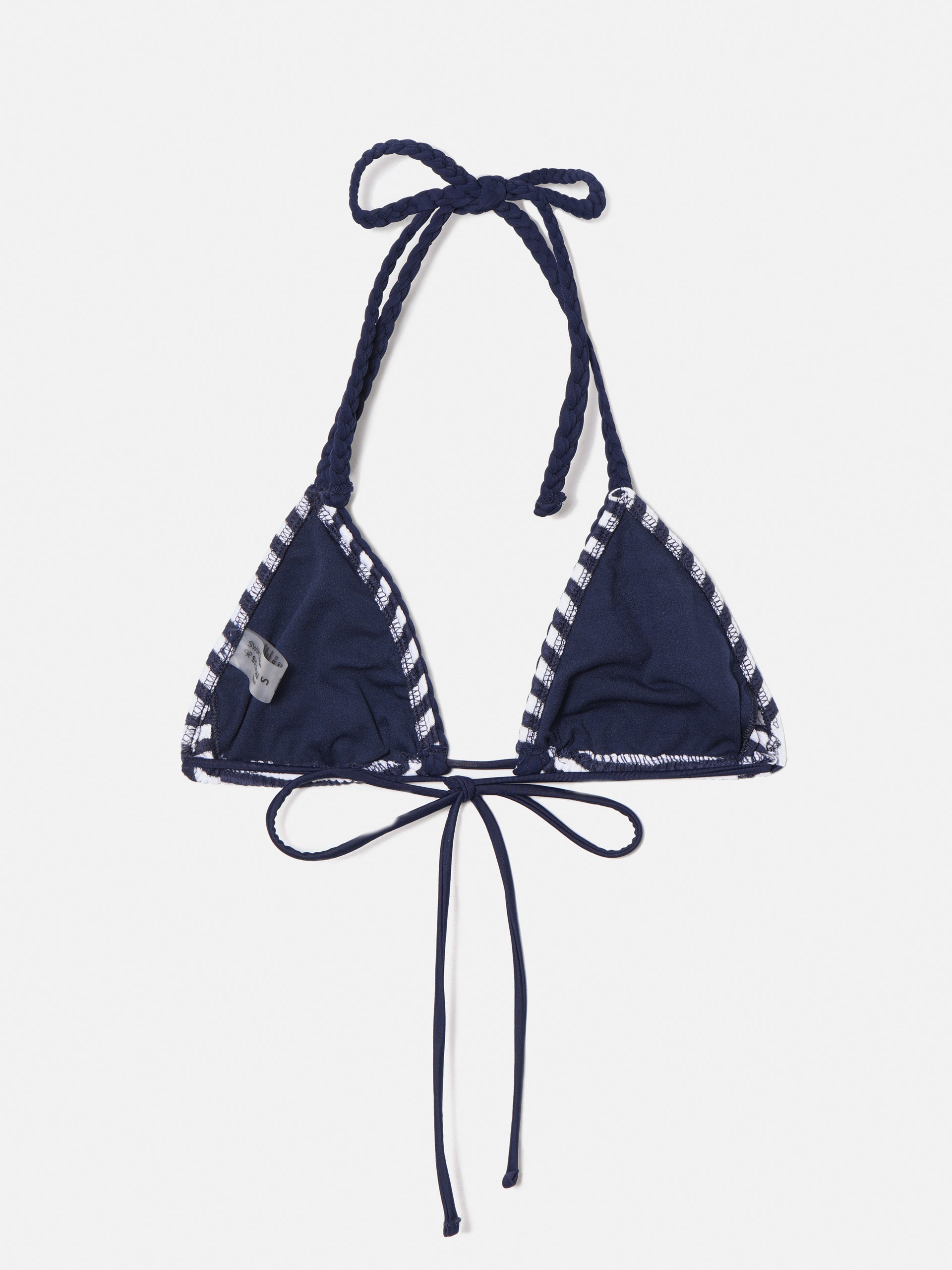 Top bikini triangulo rayas lurex azules