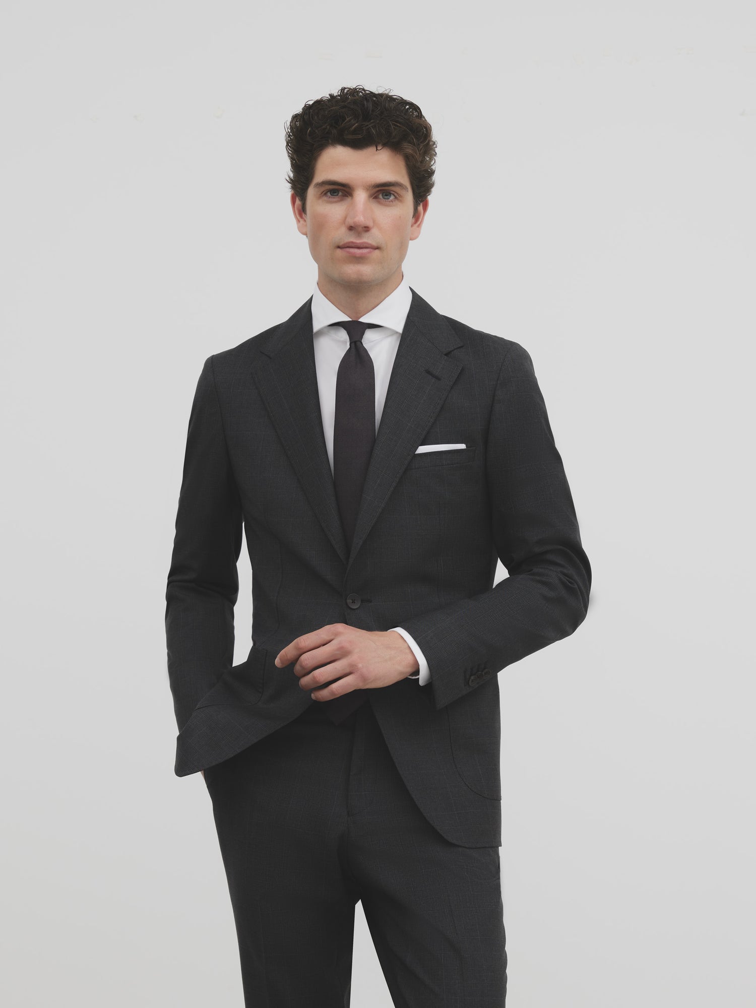 Gray prince of wales suit jacket