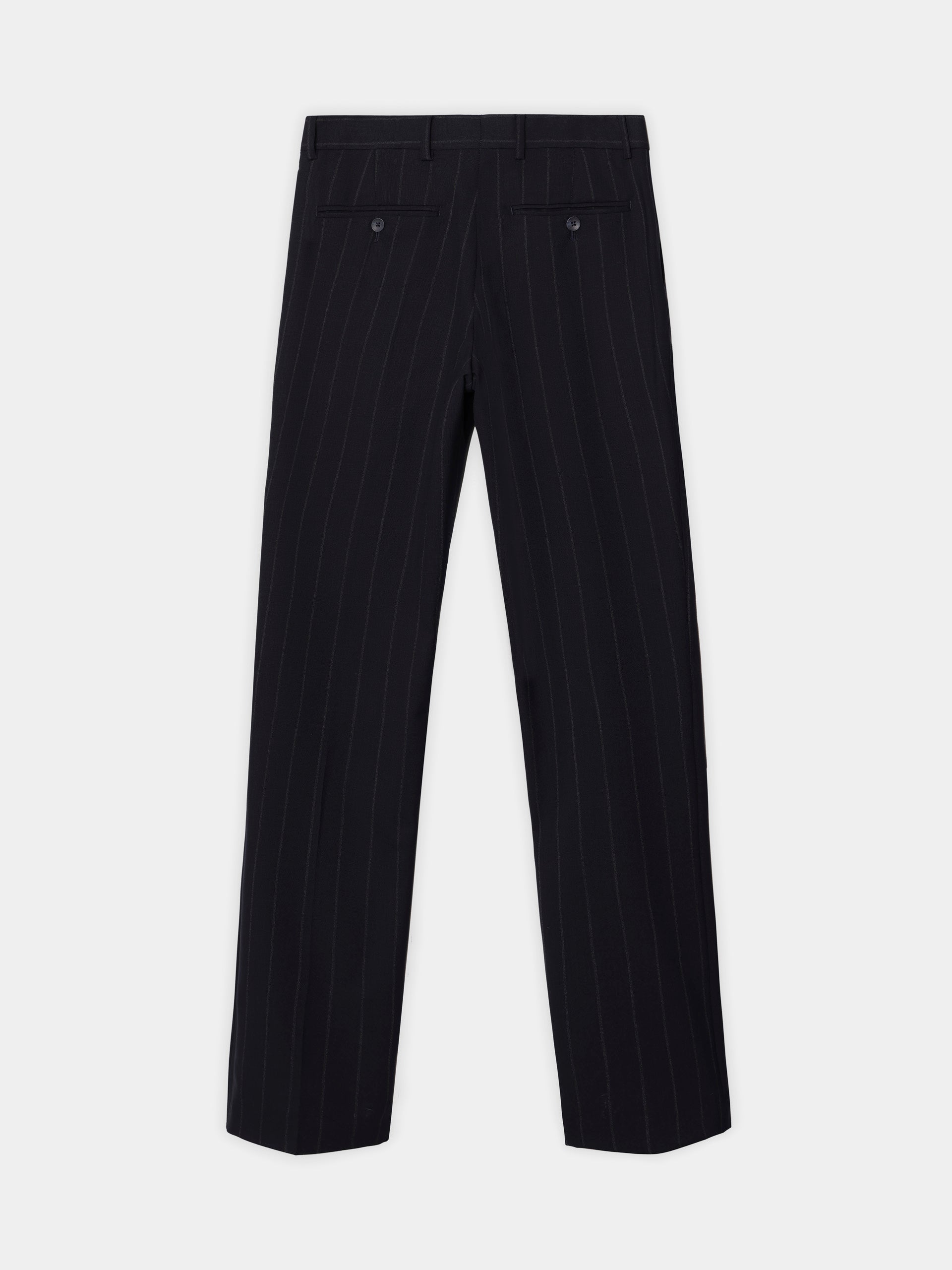 Navy blue pinstripe suit pants