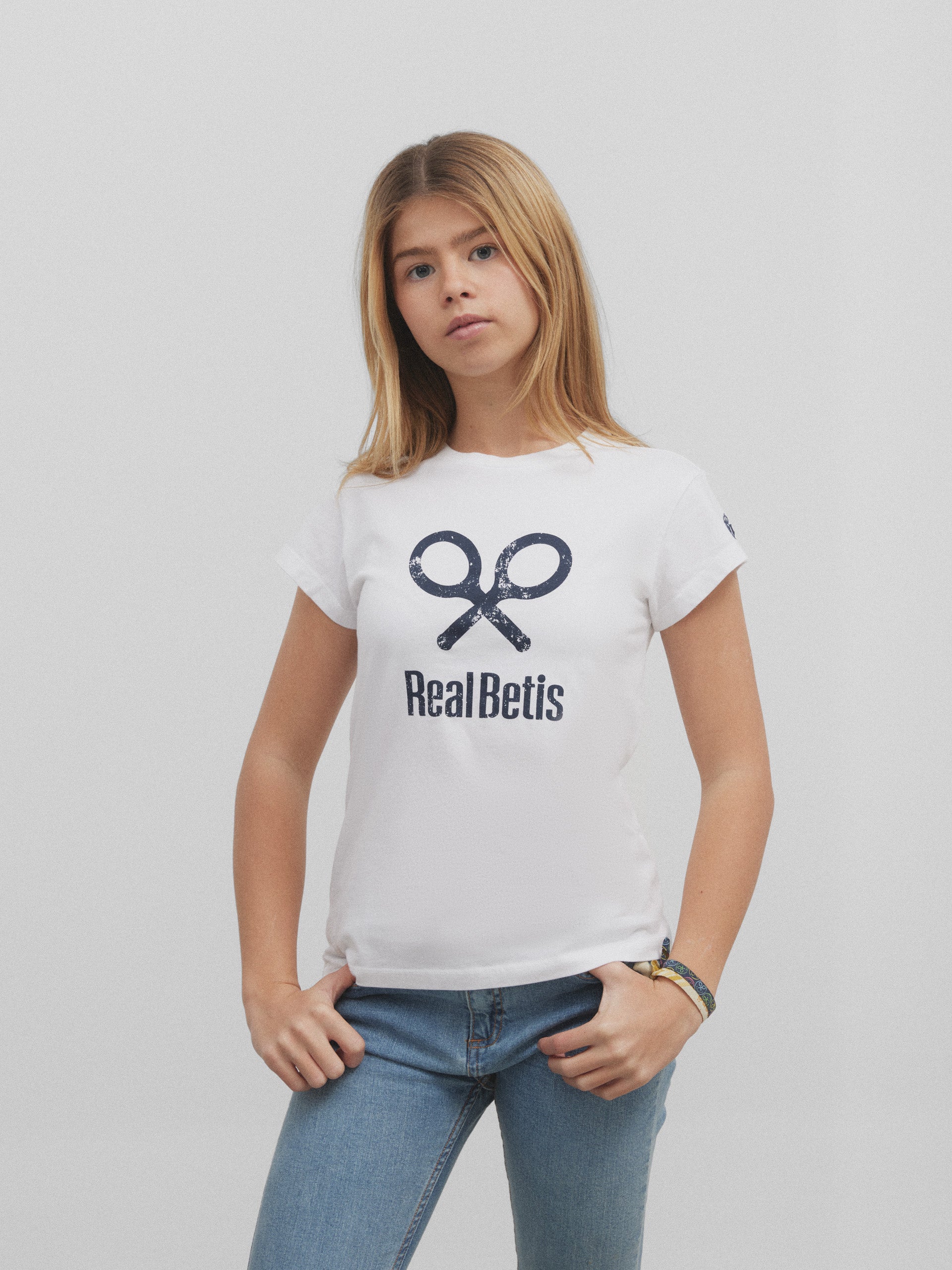 T-shirt fille raquette blanc Real Betis