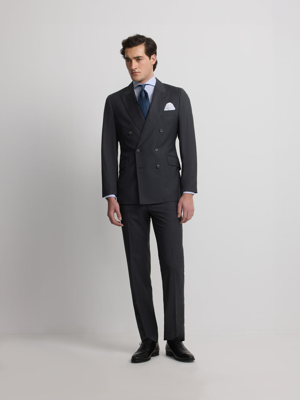 Americana traje cruzado stretch gris