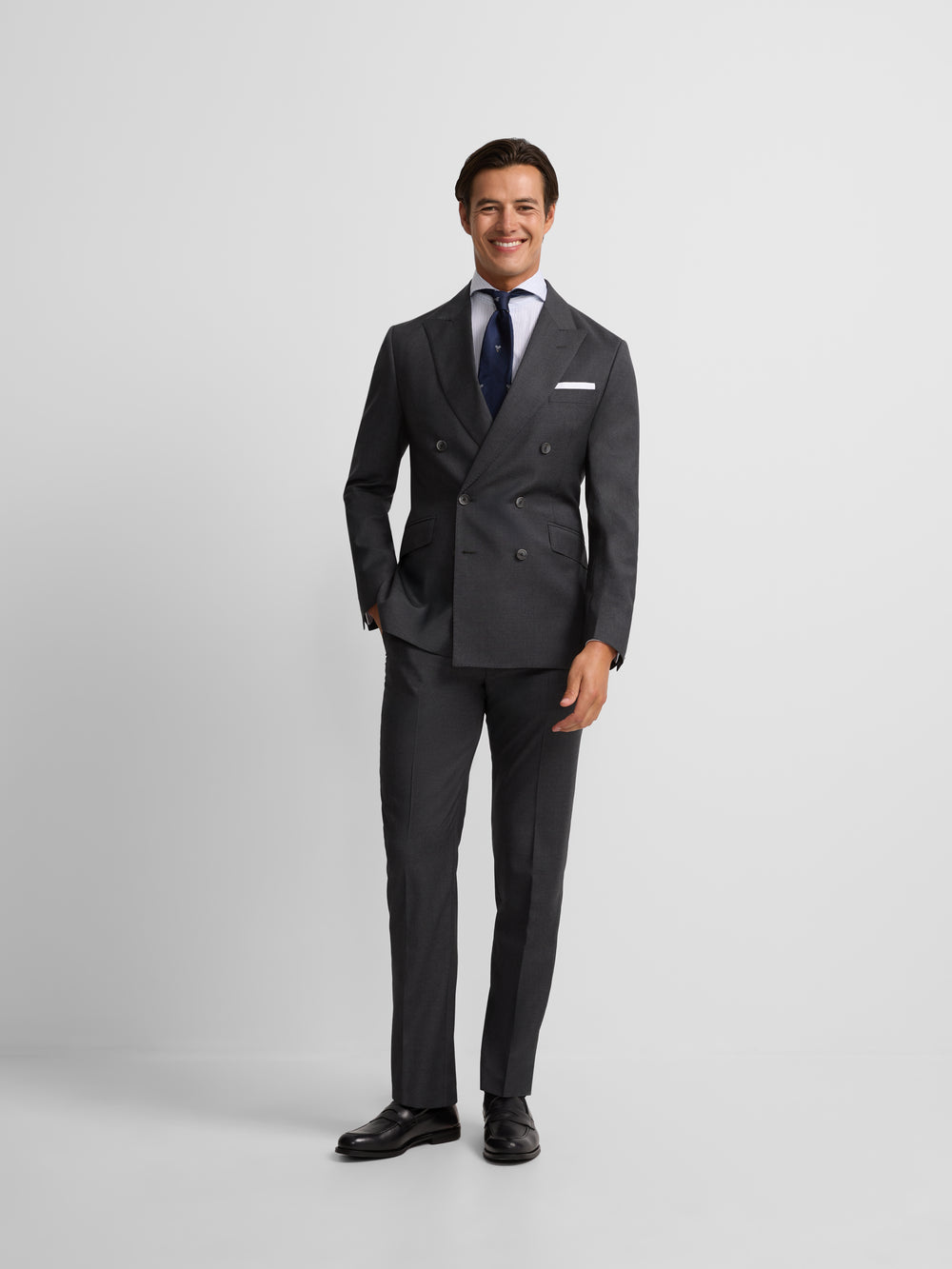 Americana traje cruzado stretch gris