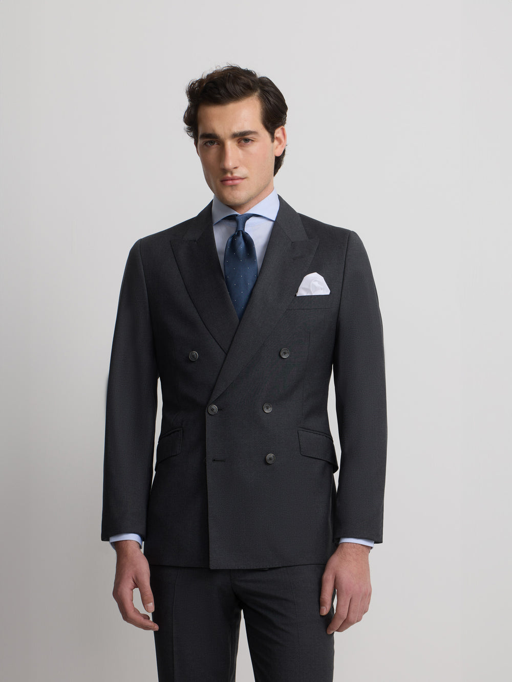 Americana traje cruzado stretch gris