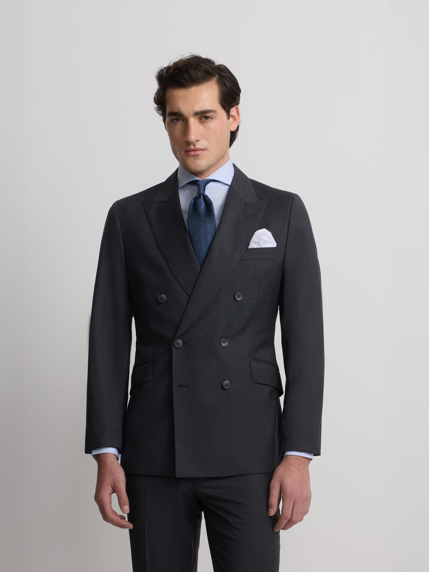 Americana traje cruzado stretch gris