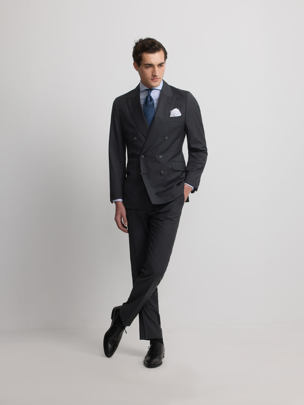 Americana traje cruzado stretch gris