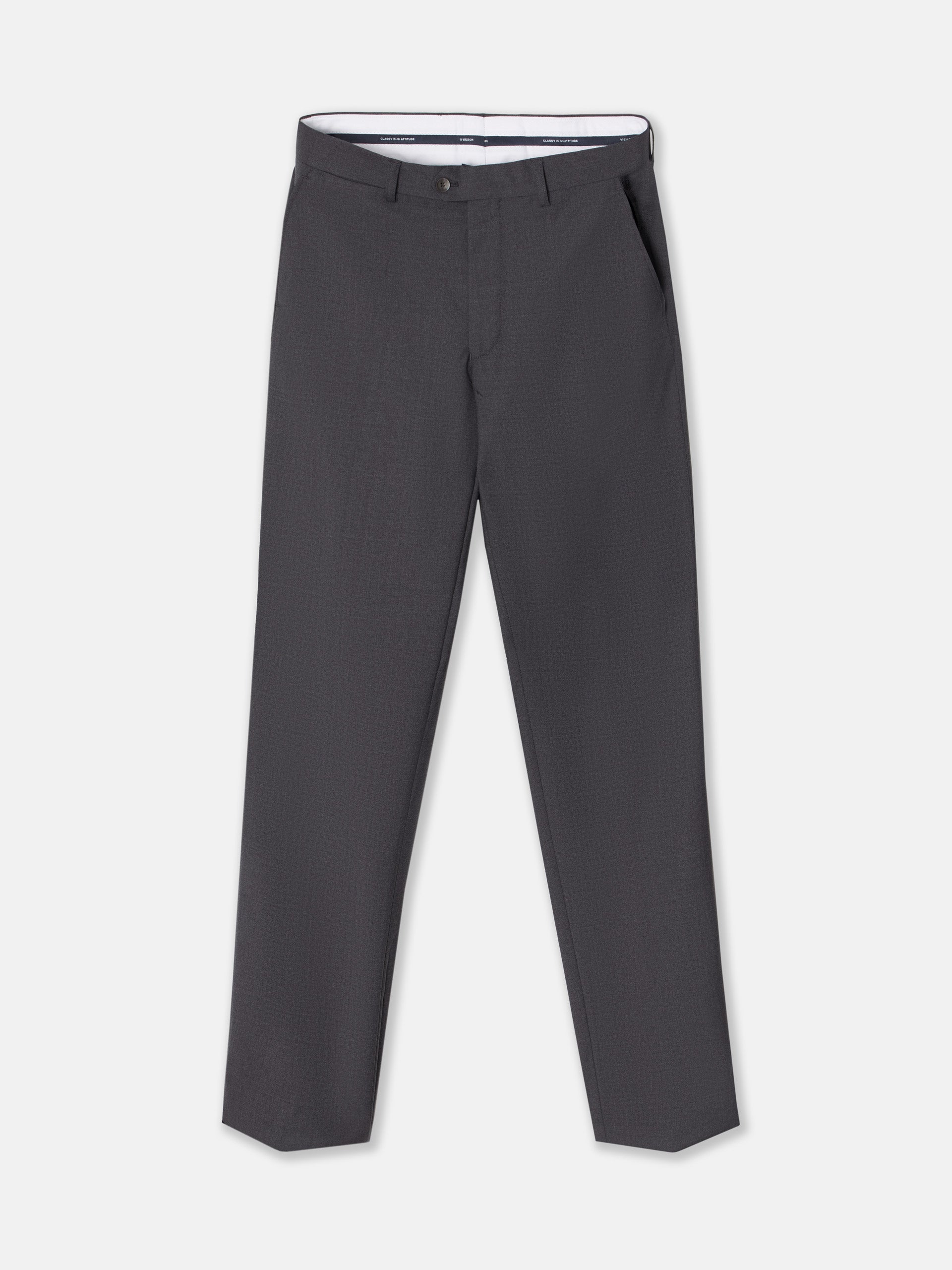 Gray stretch double-breasted suit pants