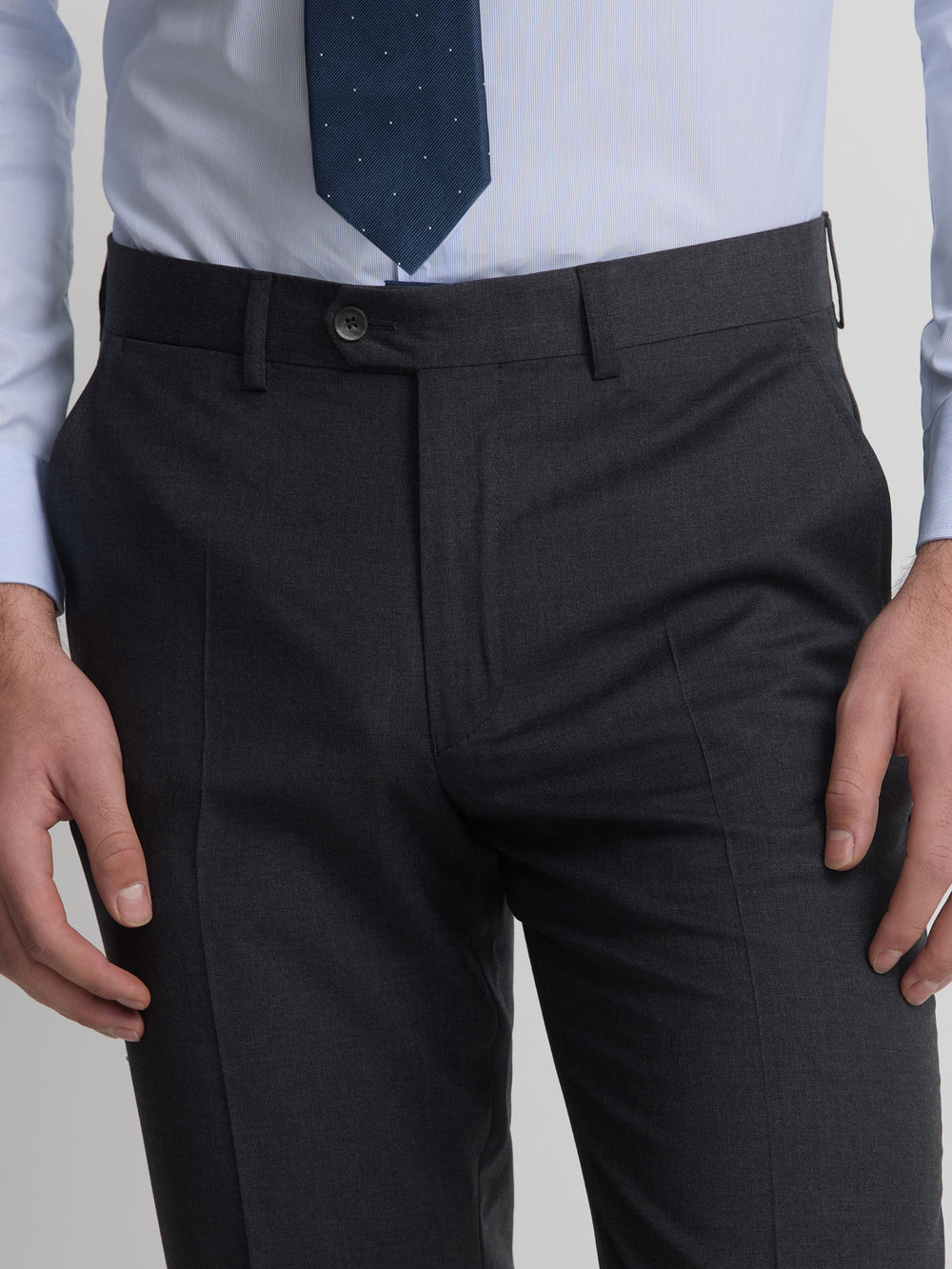 Pantalon traje cruzado stretch gris