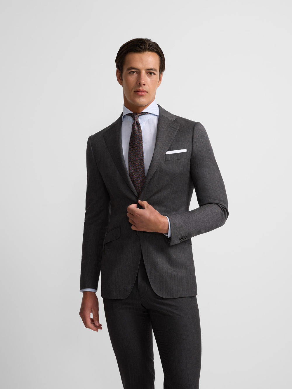 Americana traje clasico espiga gris