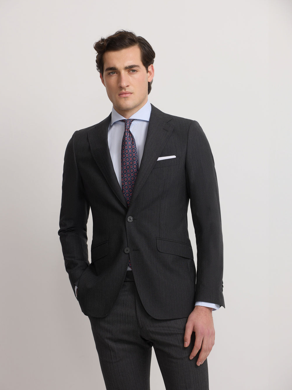 Americana traje clasico espiga gris