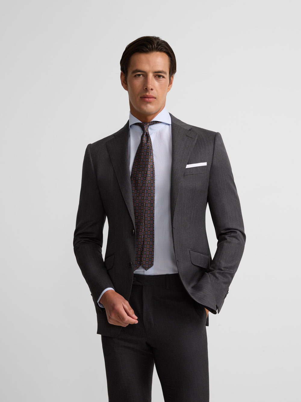 Americana traje clasico espiga gris