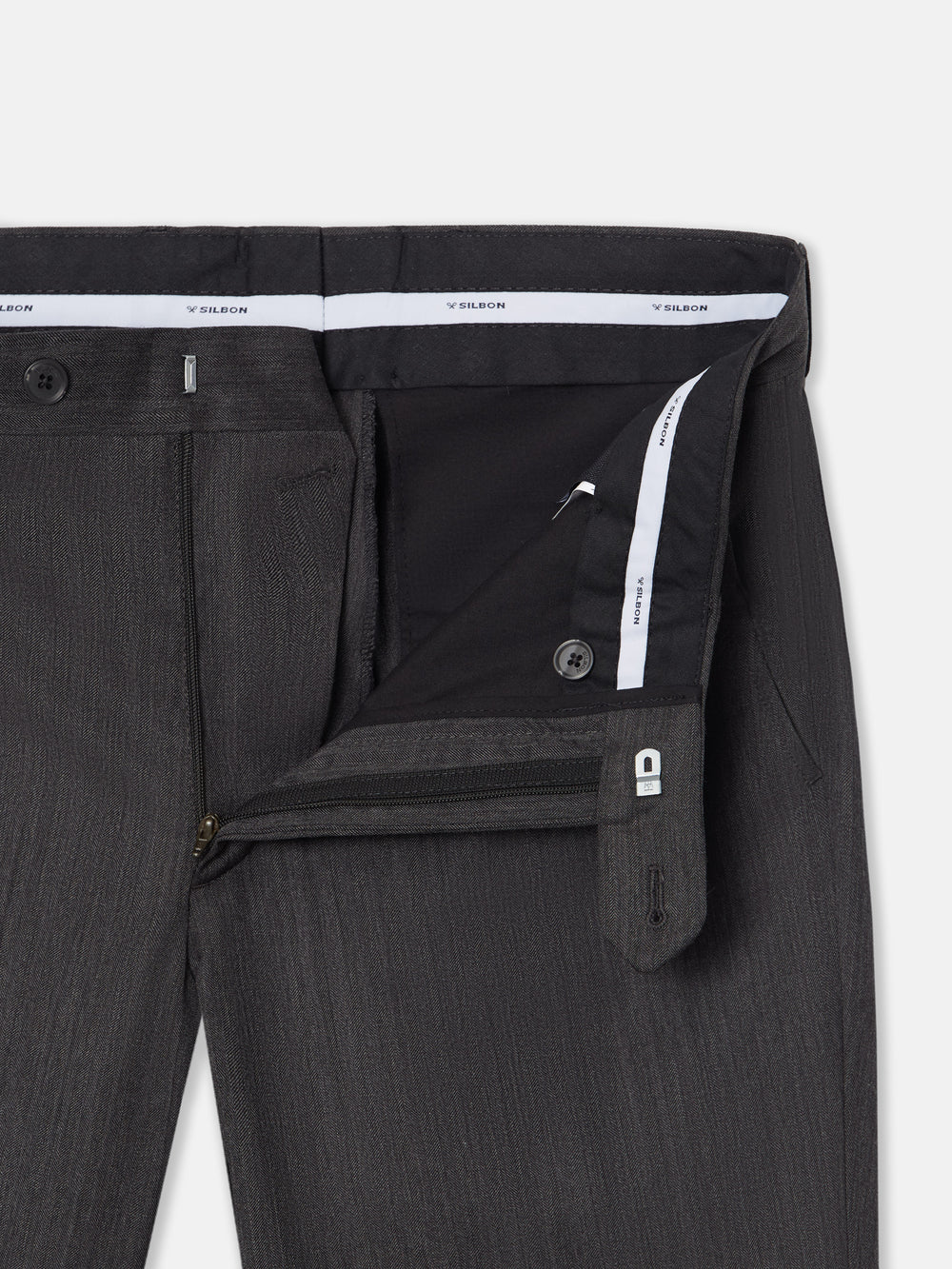 Pantalon traje clasico espiga gris