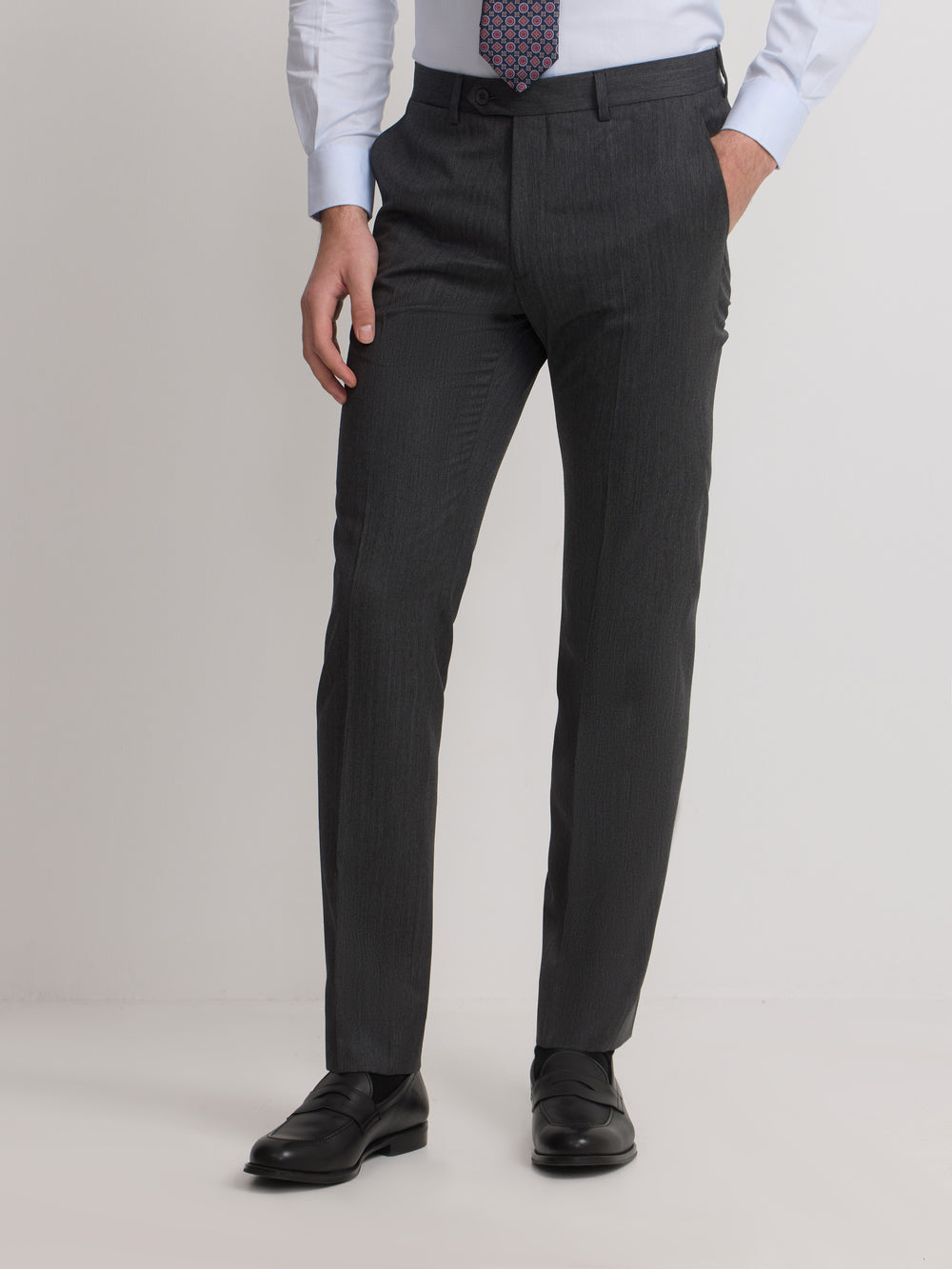 Pantalon traje clasico espiga gris