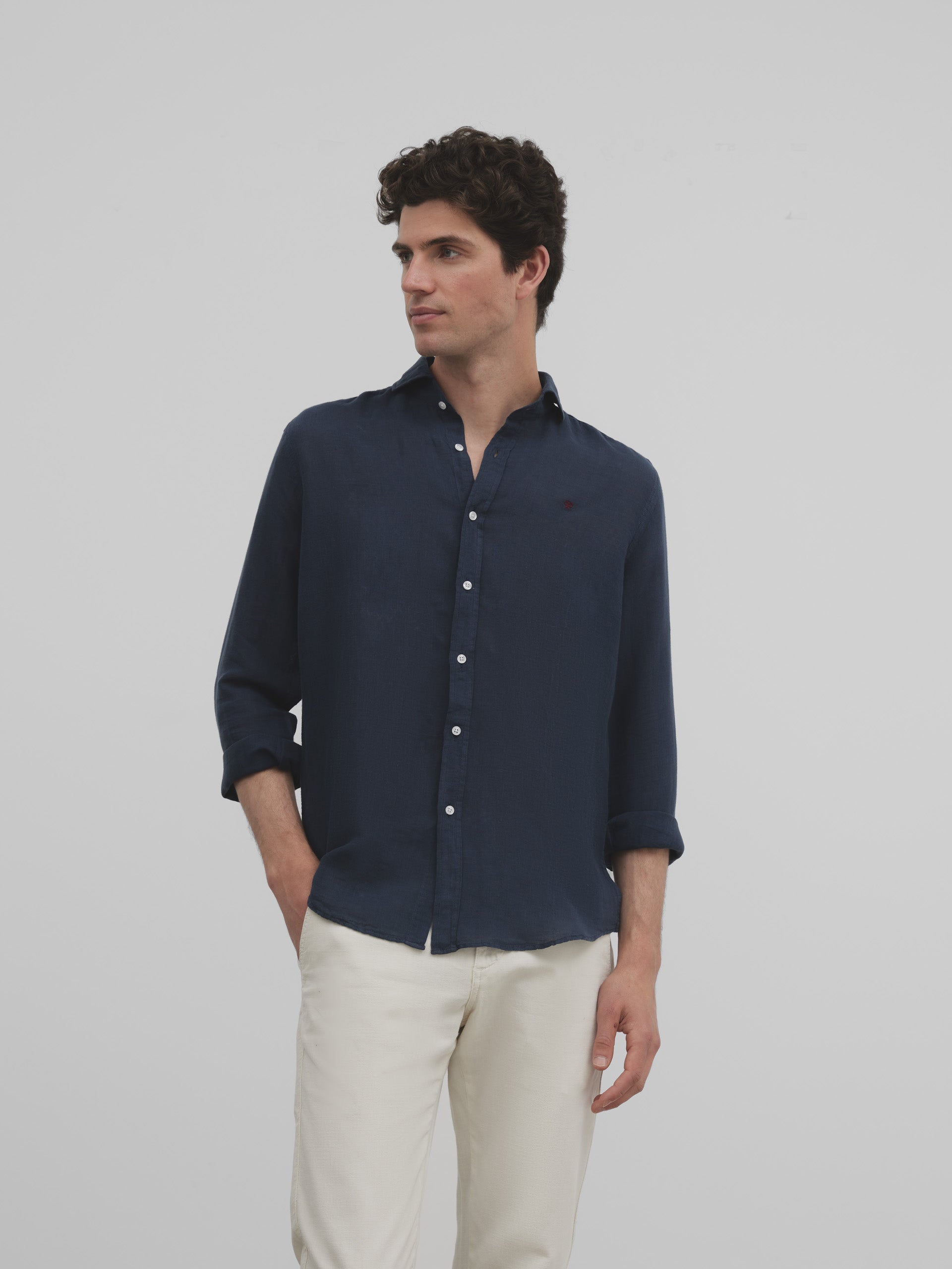 Camisa sport ligera azul marino