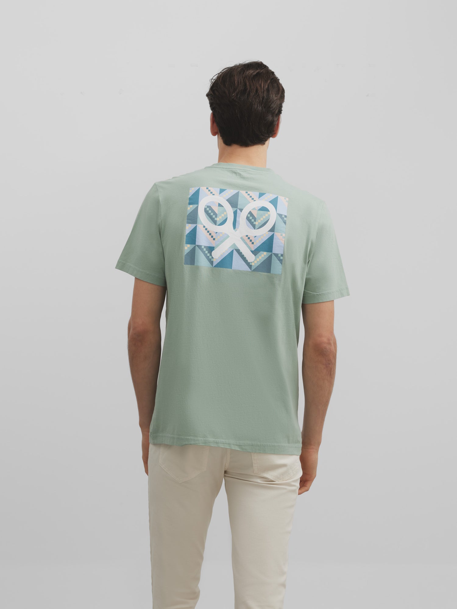 T-shirt raquette géométrique vert