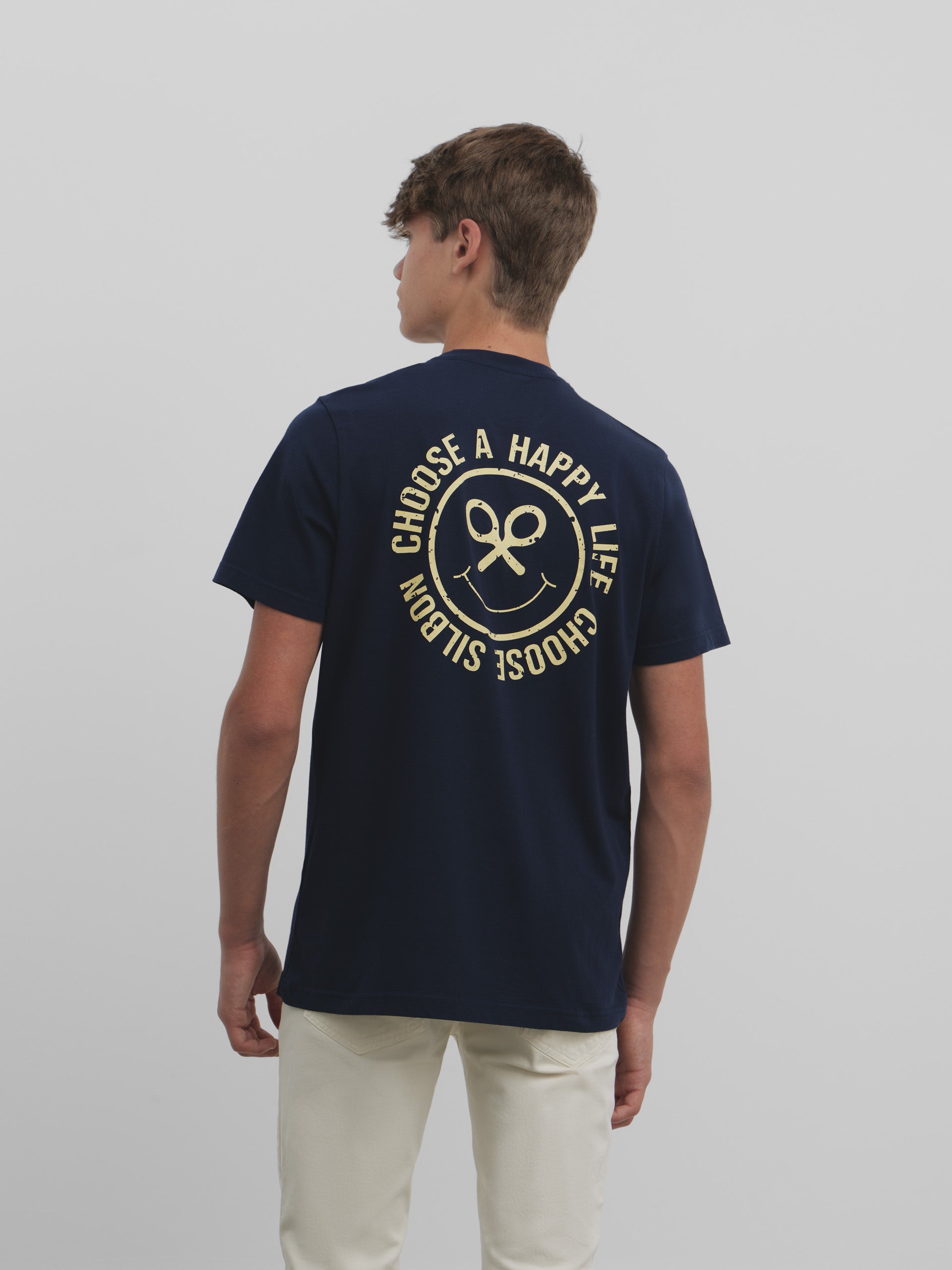 Navy blue happy life t-shirt