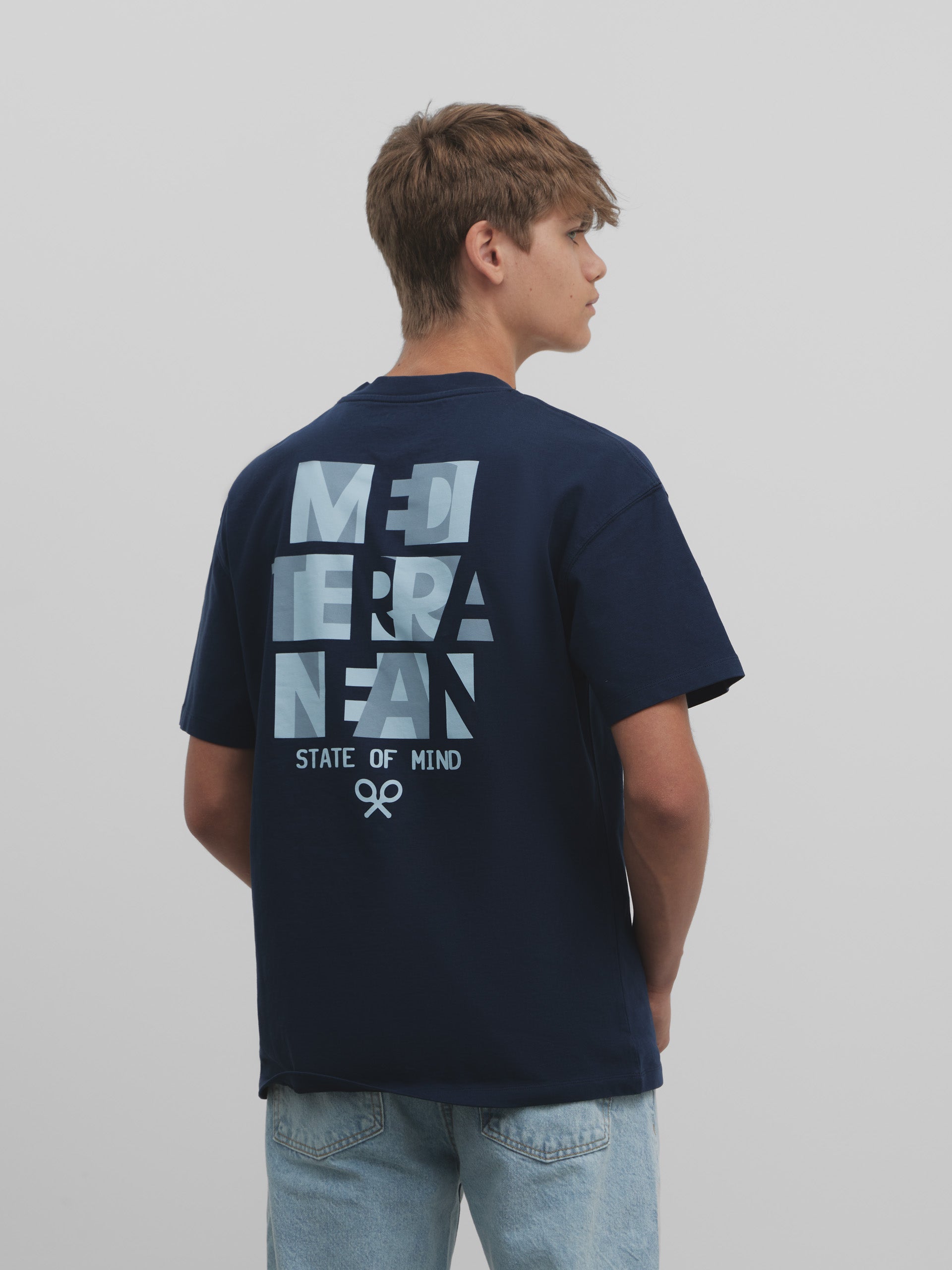 T-shirt coupe spéciale bleu marine Méditerranée