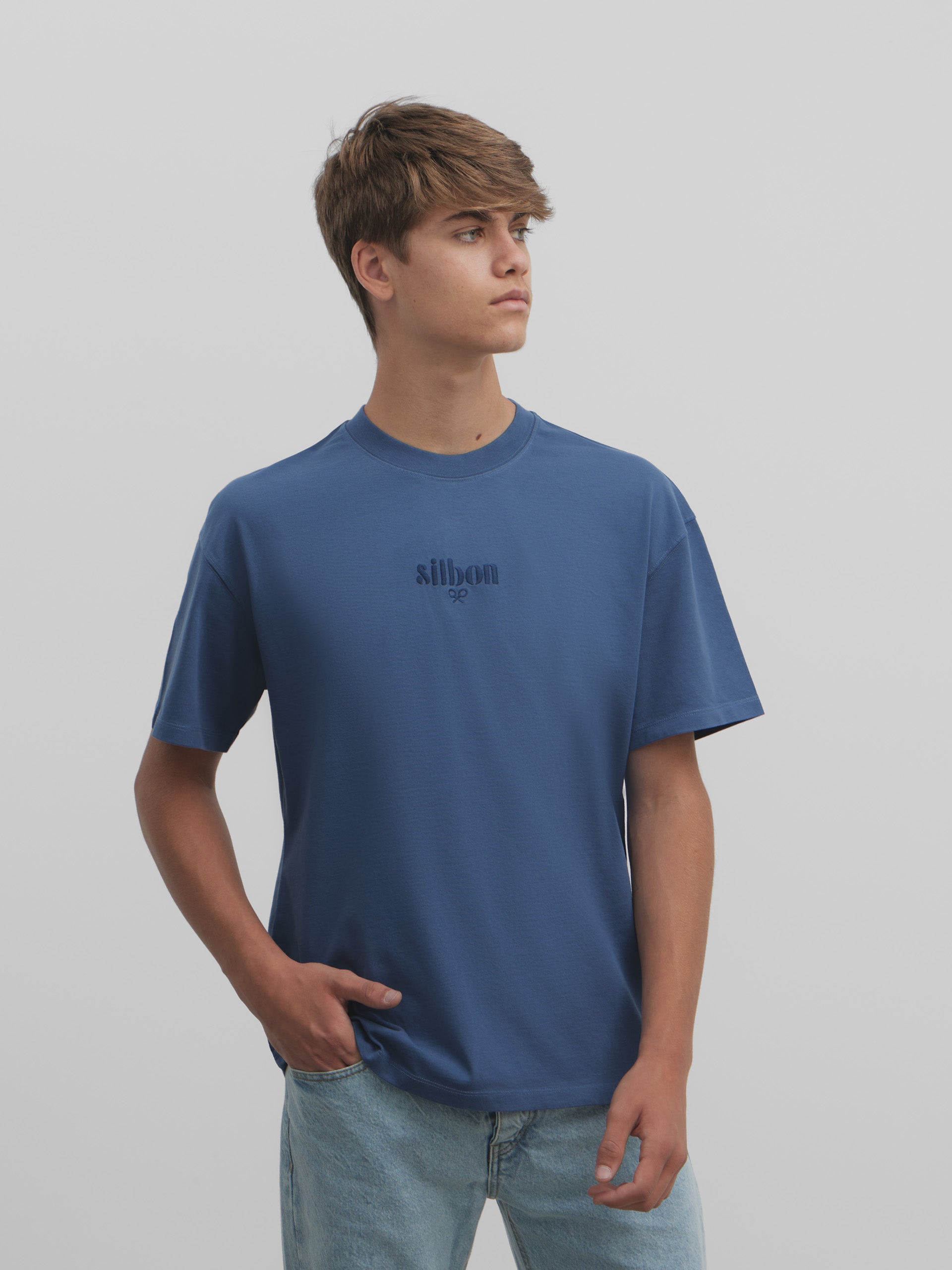 T-shirt bleu coupe spéciale Silbon