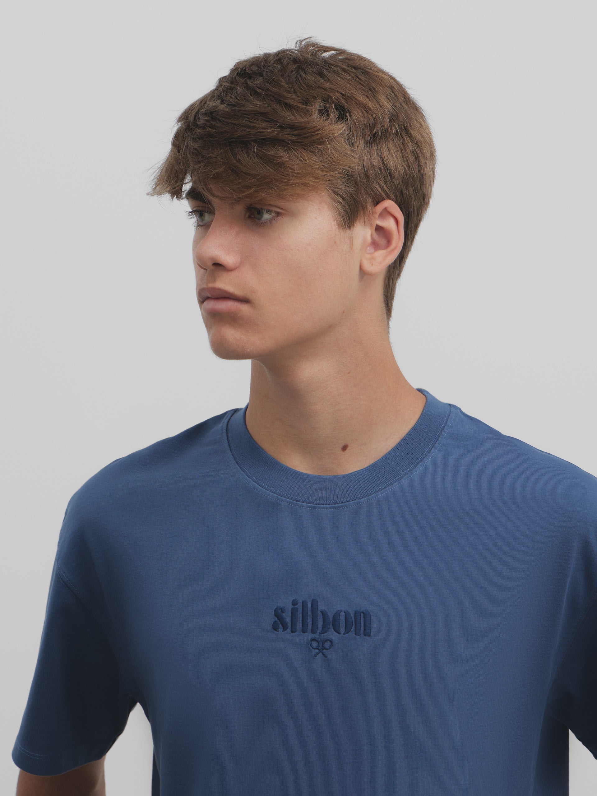 T-shirt bleu coupe spéciale Silbon