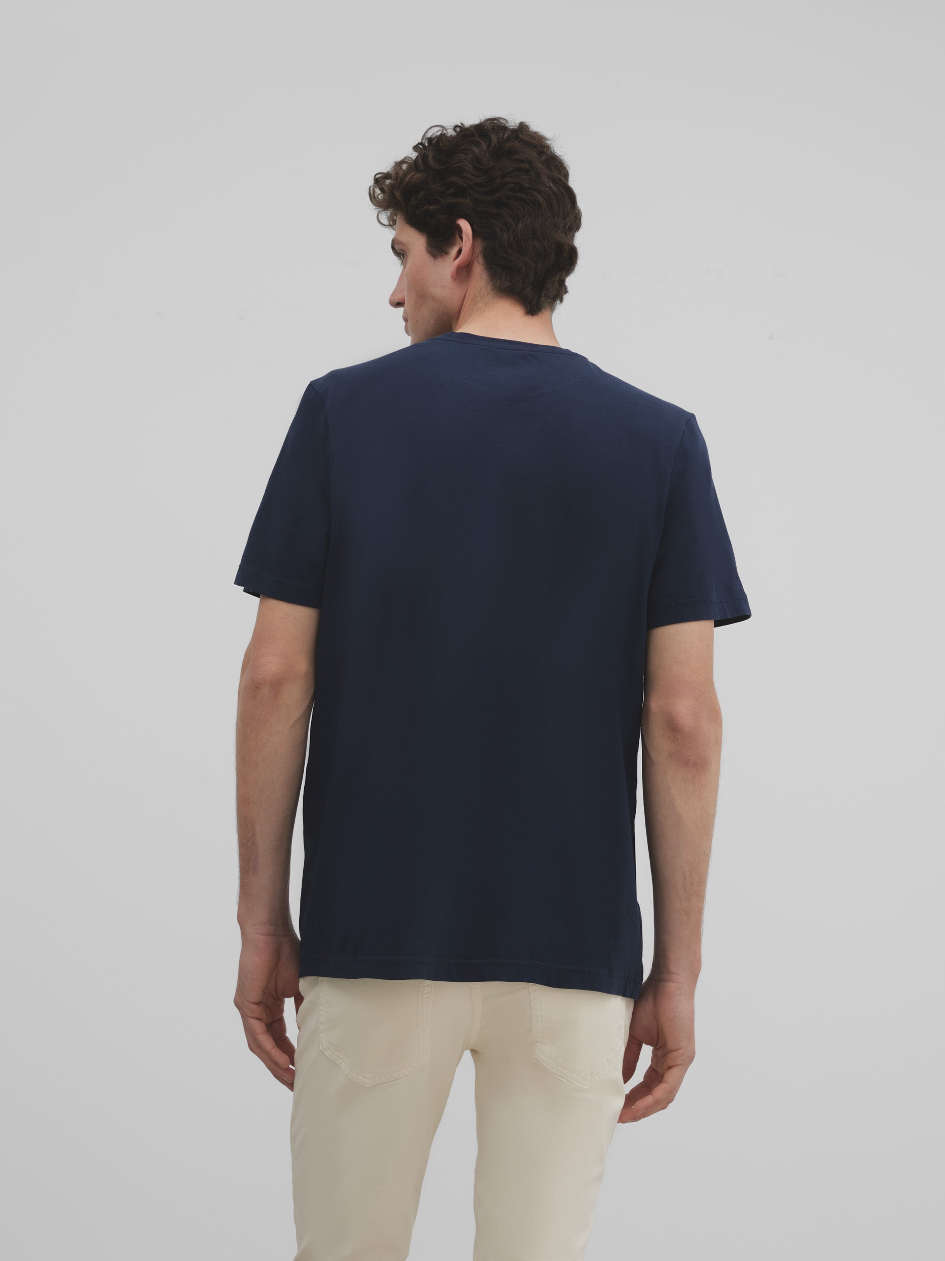 Navy blue mini racquet pocket silbon t-shirt