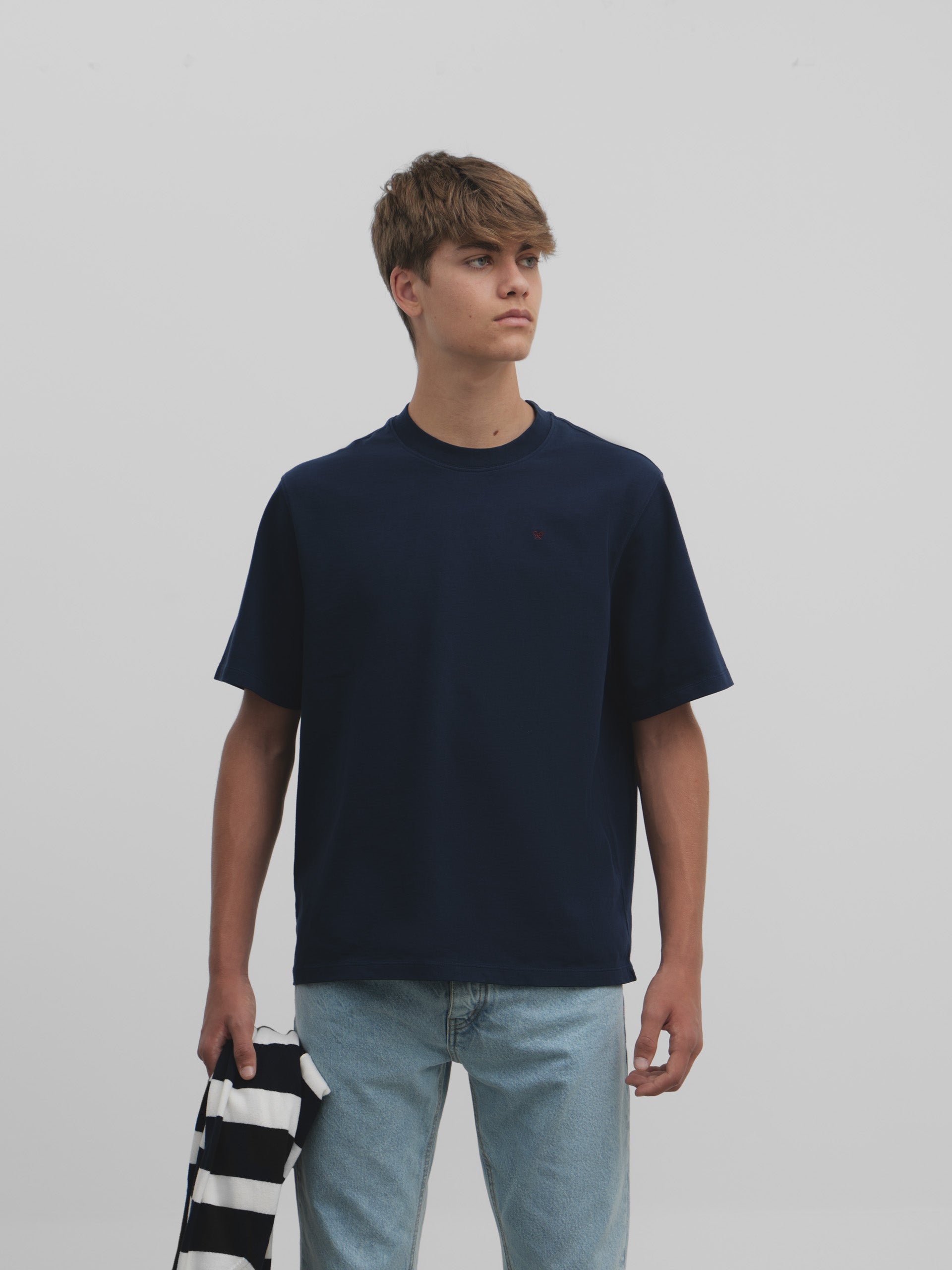 T-shirt coupe confort bleu marine à mini logo