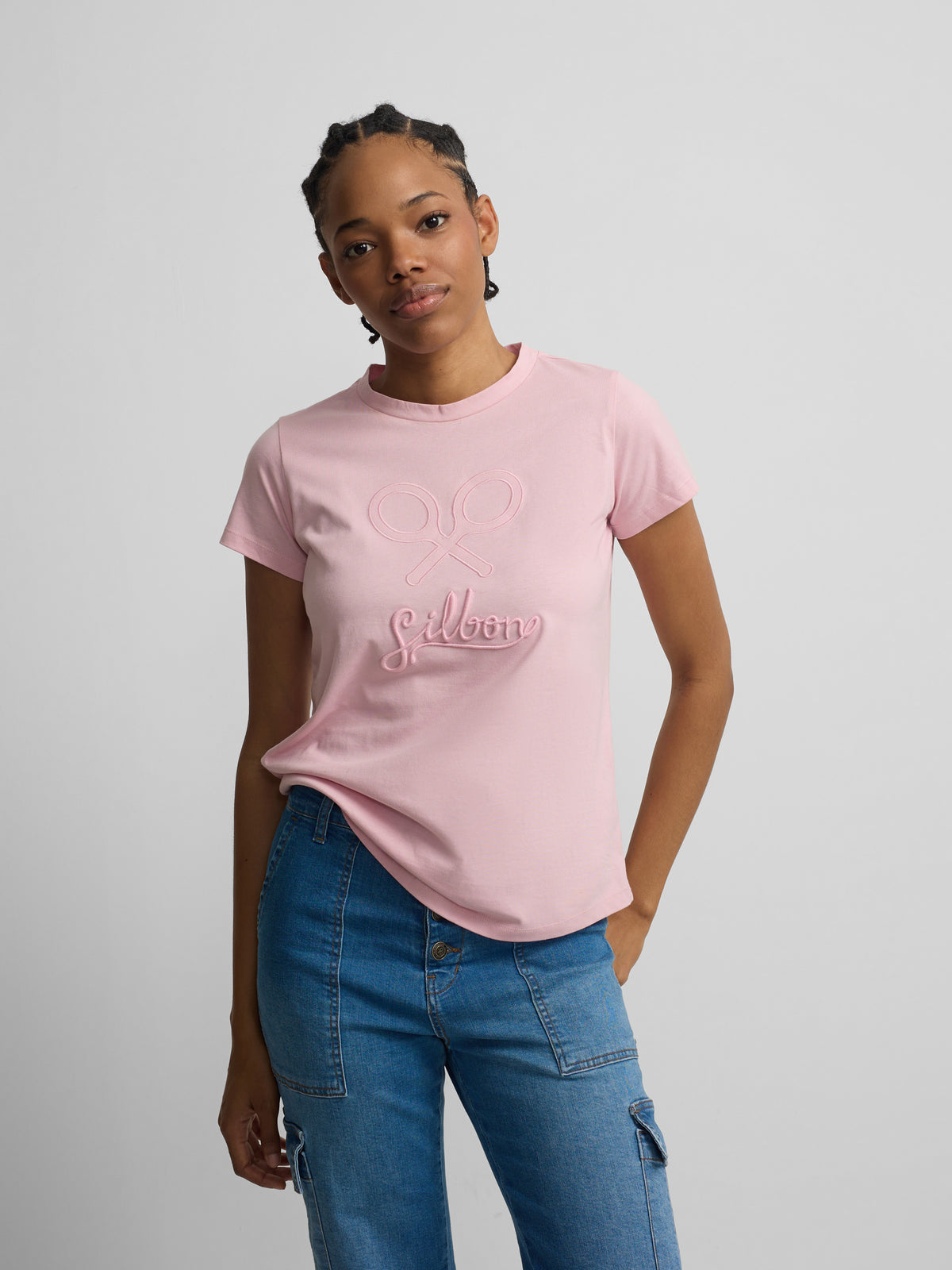 Camisola clássica de mulher rosa claro