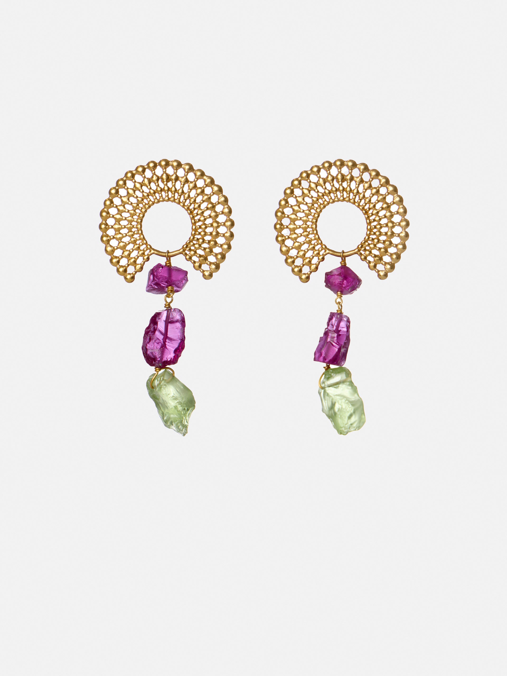 Golden purple stone earring