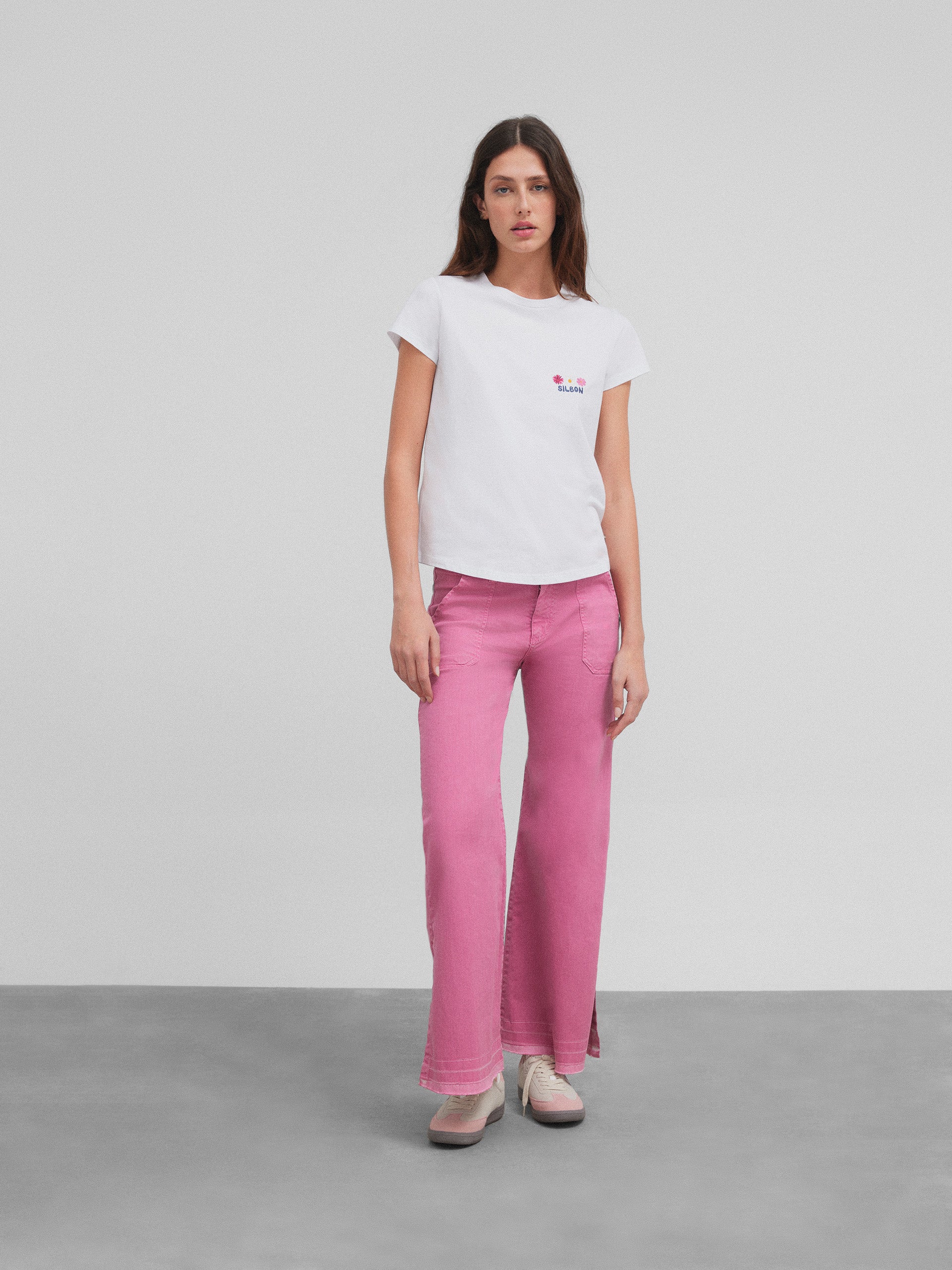 Pink culotte pants with pockets