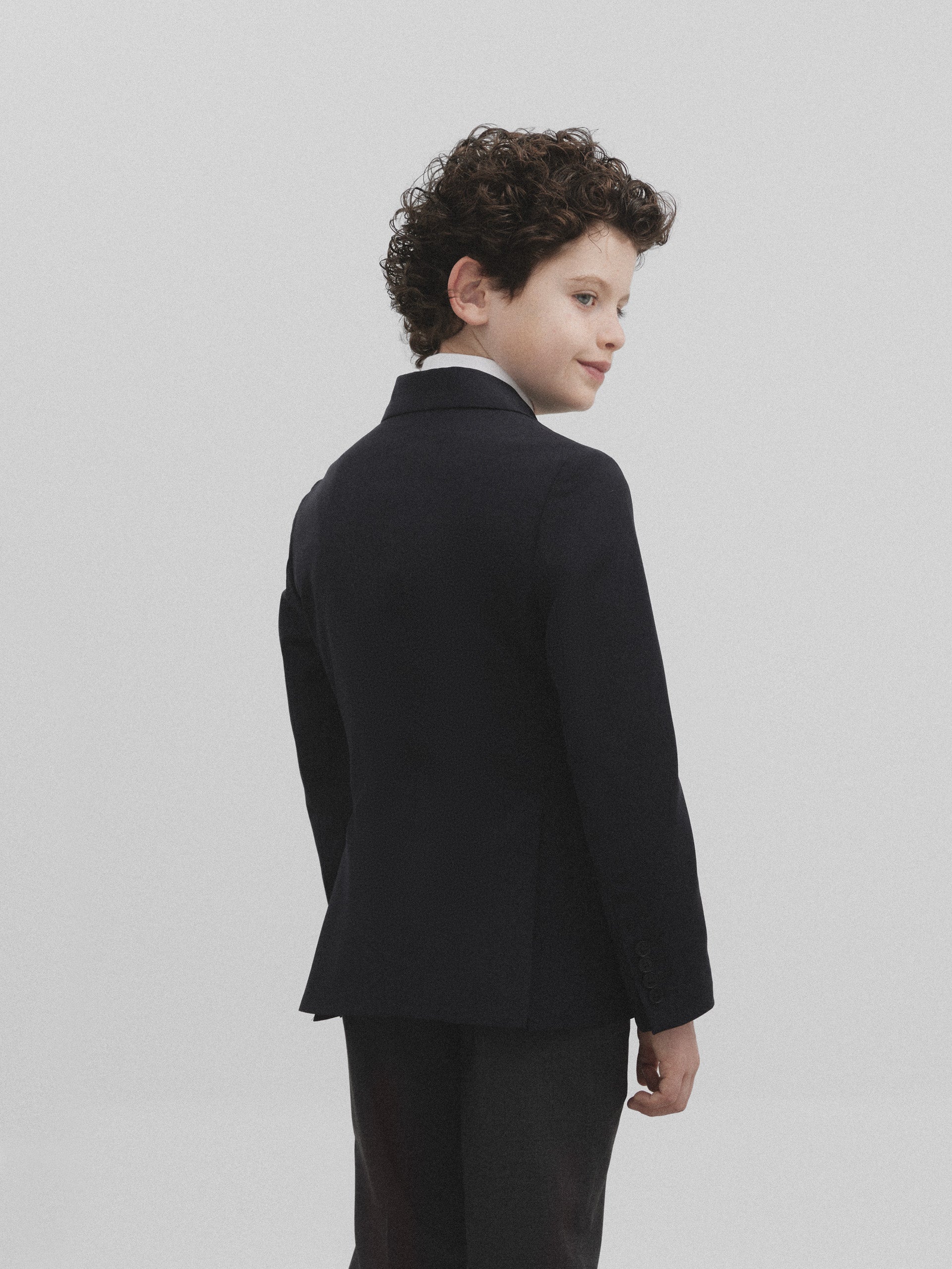 Navy blue double-breasted kids jacket