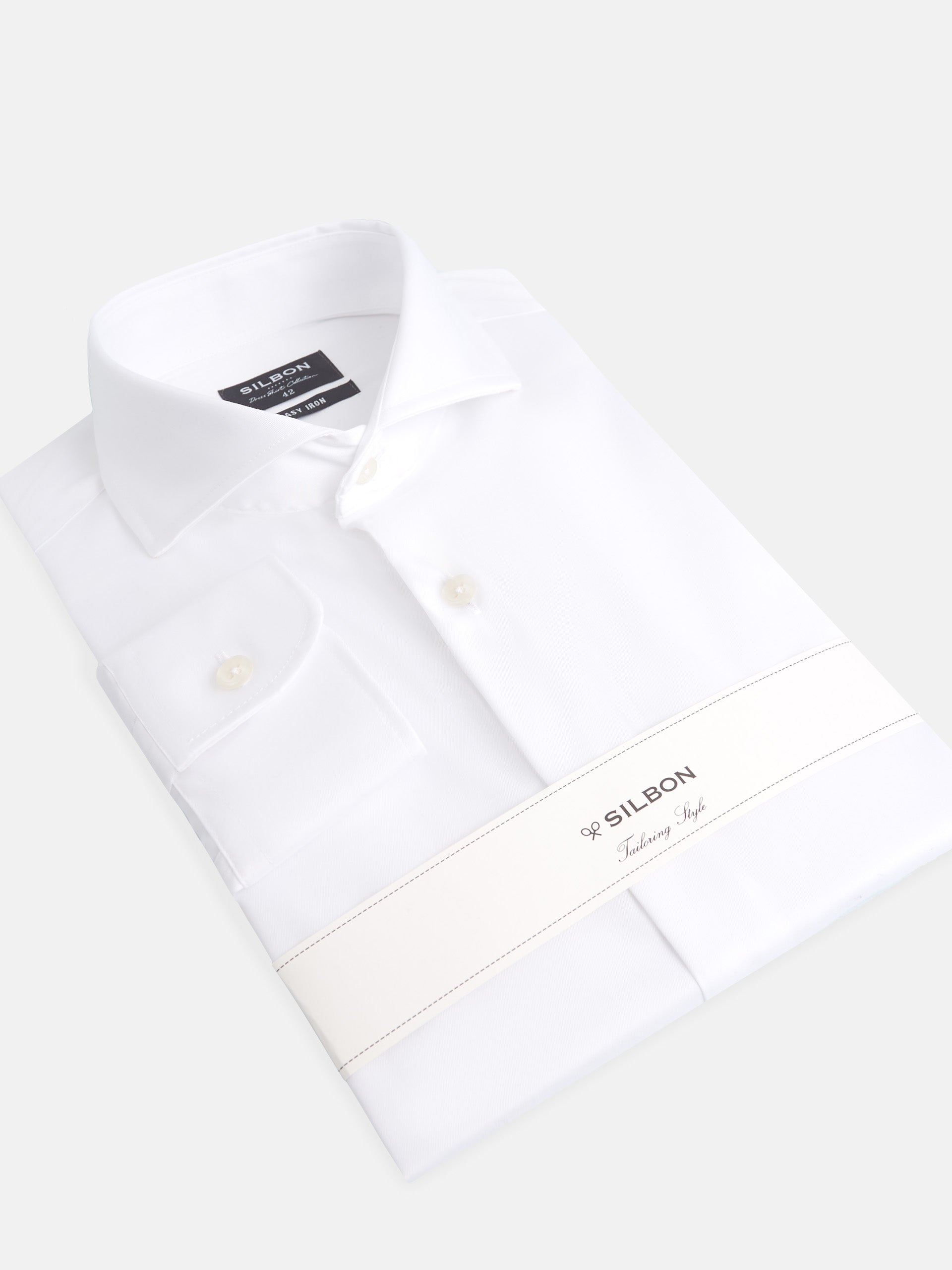 Easy iron single cuff white dress shirt