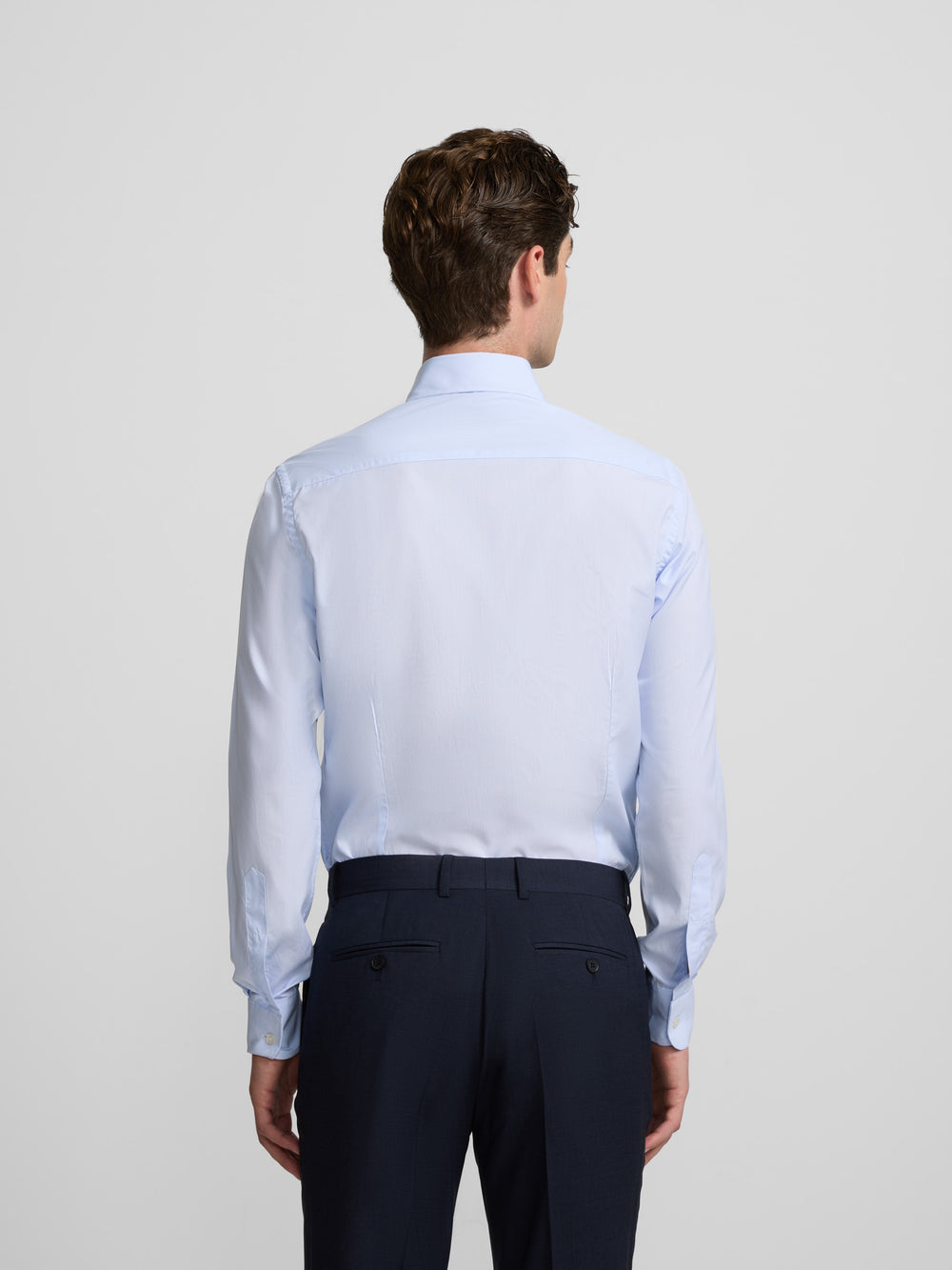 Camisa vestir mini rayas celeste puño simple