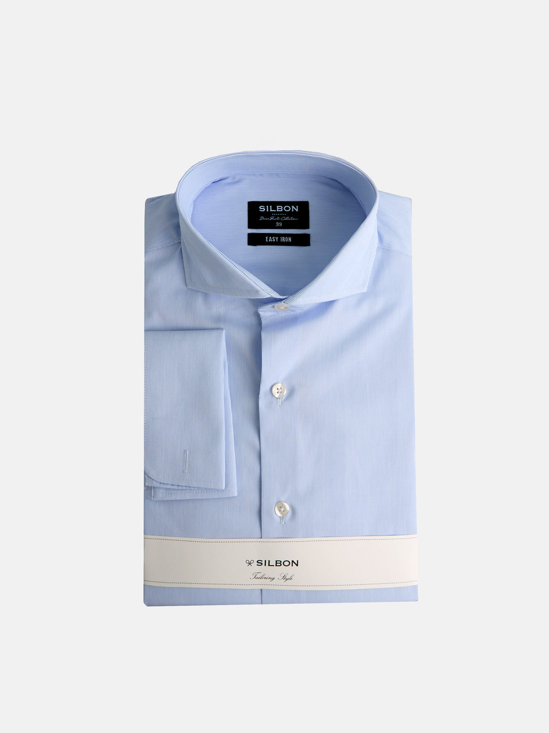 Camisa vestir mini rayas celeste puño doble
