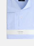Chemise habillée à fines rayures bleu ciel, poignets doubles