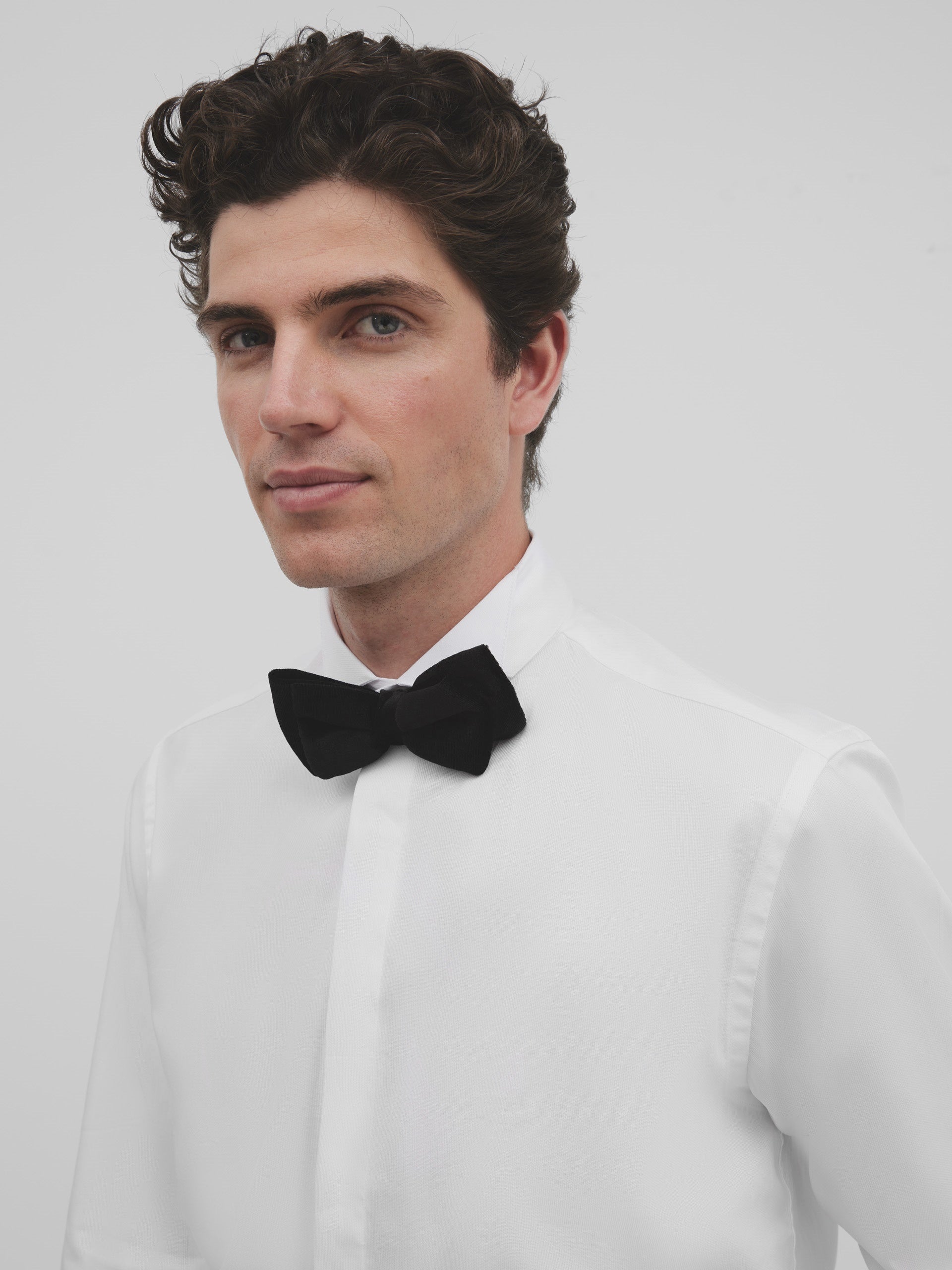 White tuxedo collar dress shirt