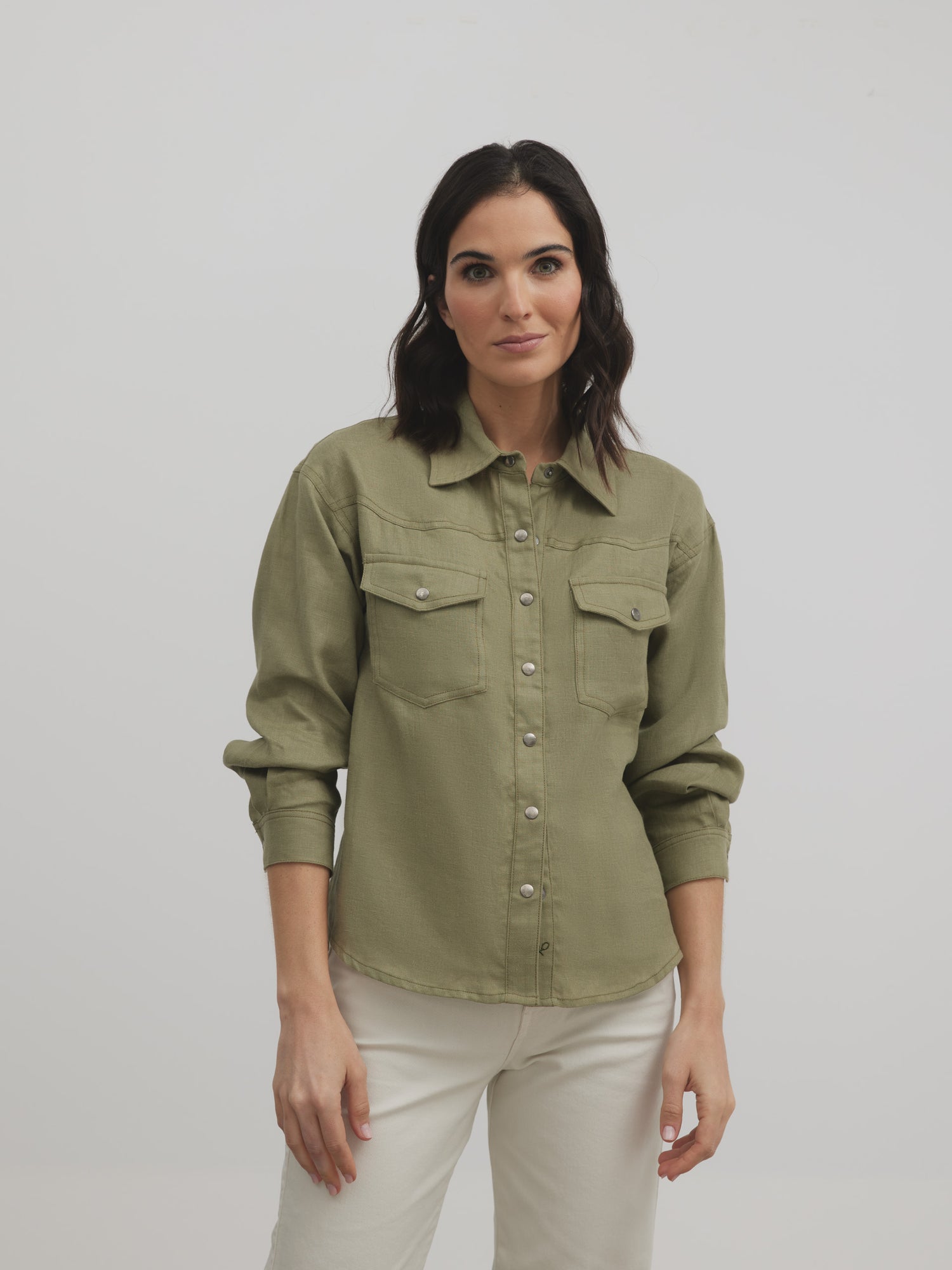 Green linen overshirt