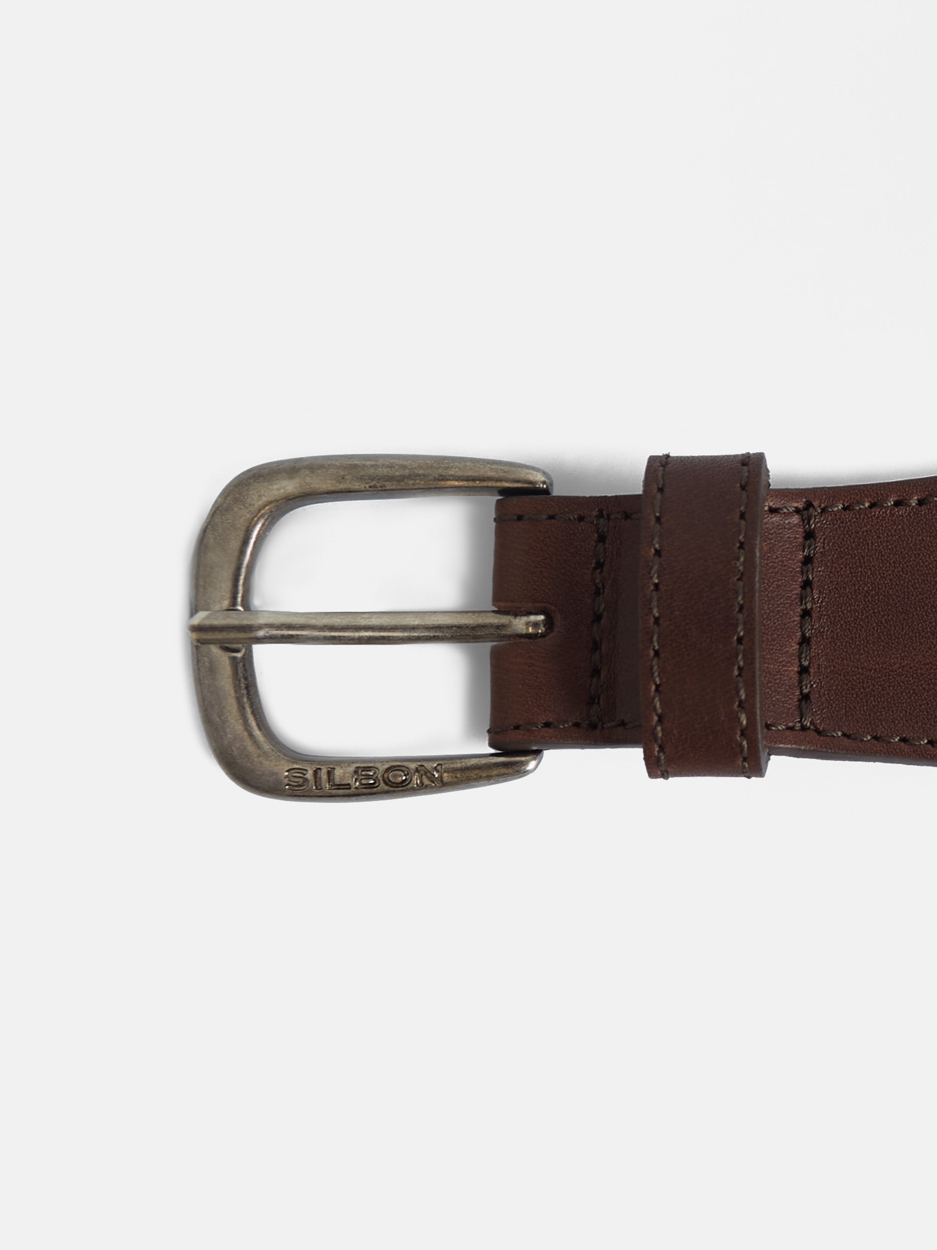 Beige ikat leather silbon belt
