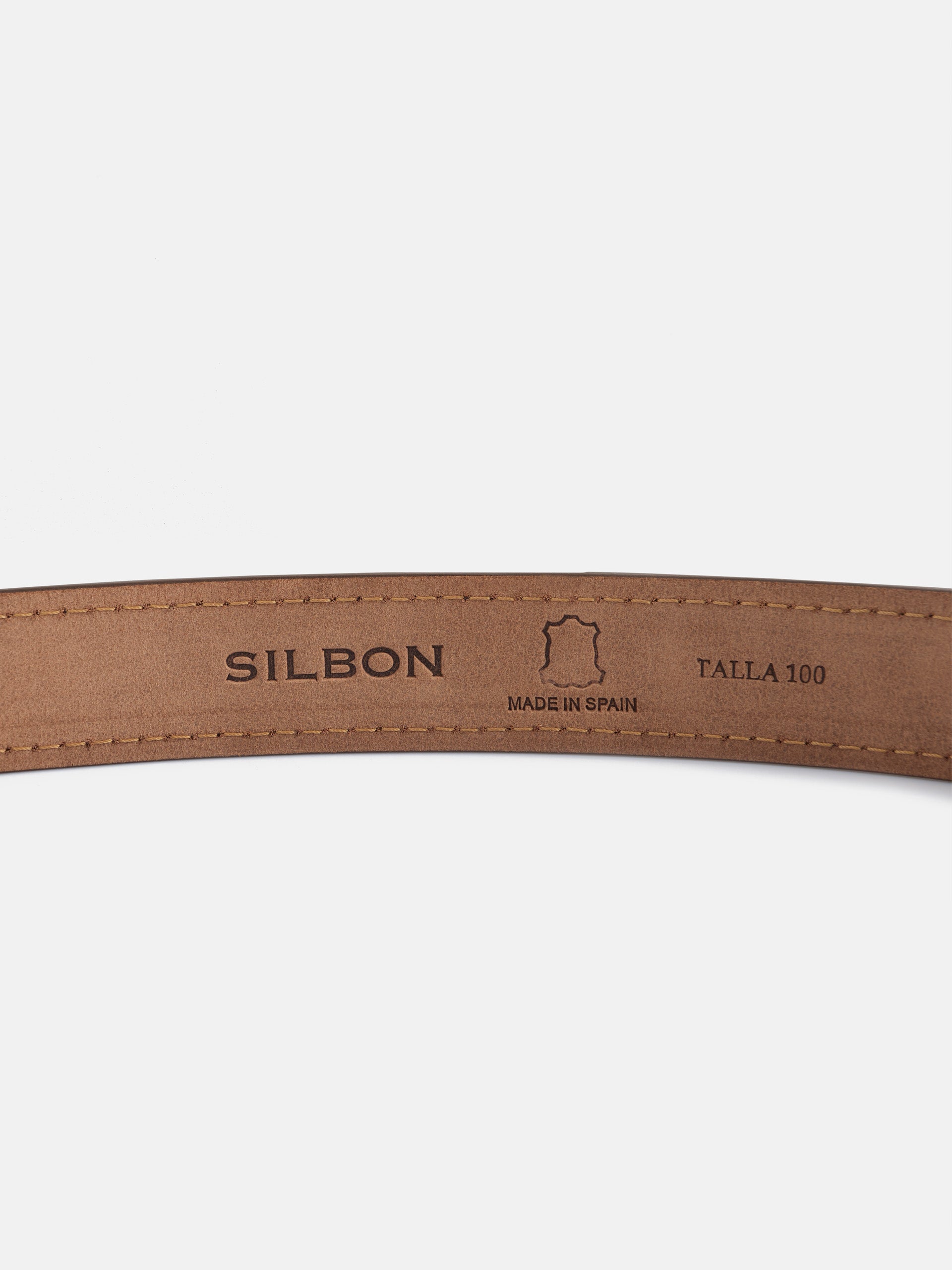 Silbon leather belt with stitching