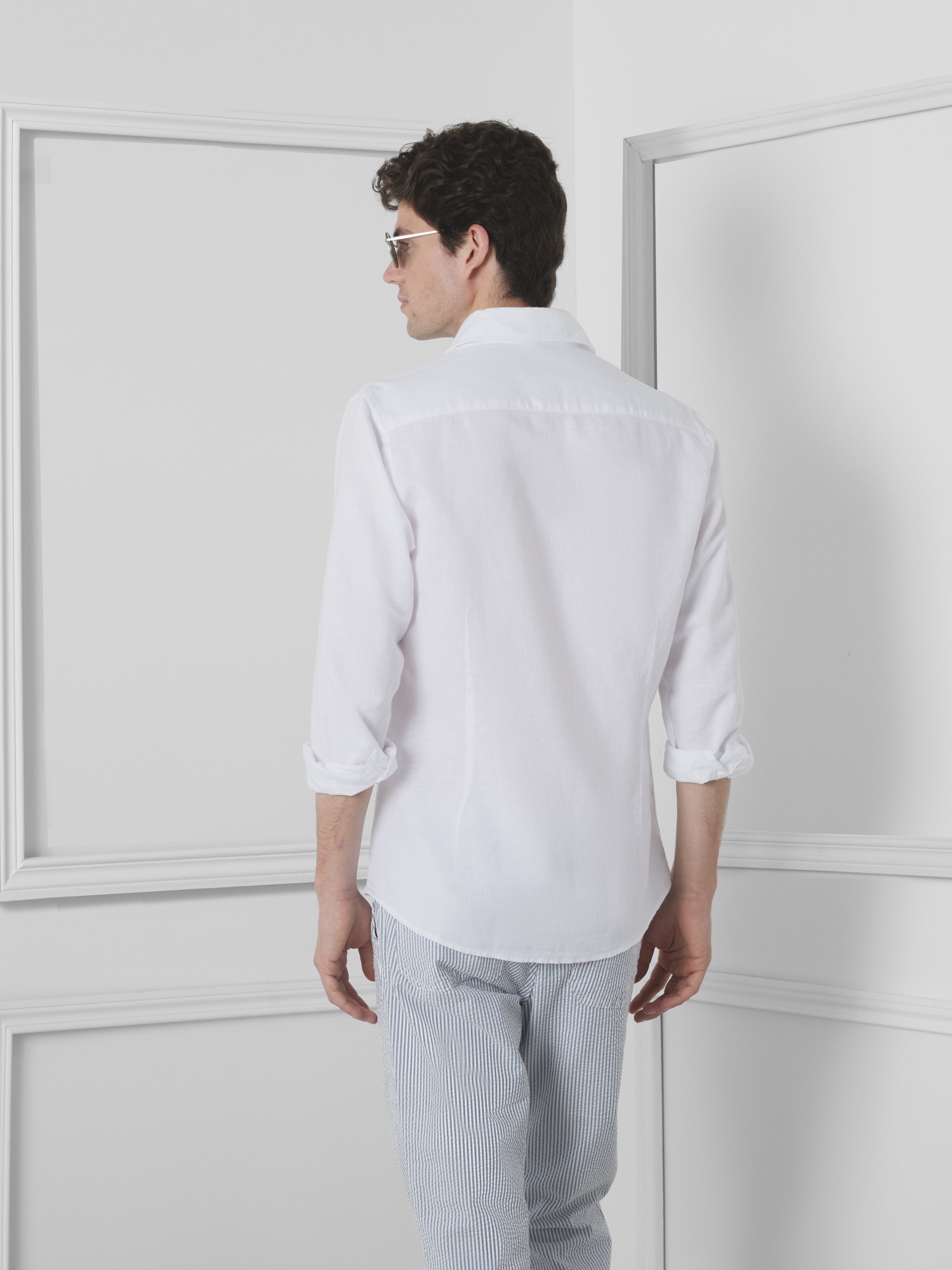 Unique white linen dress shirt