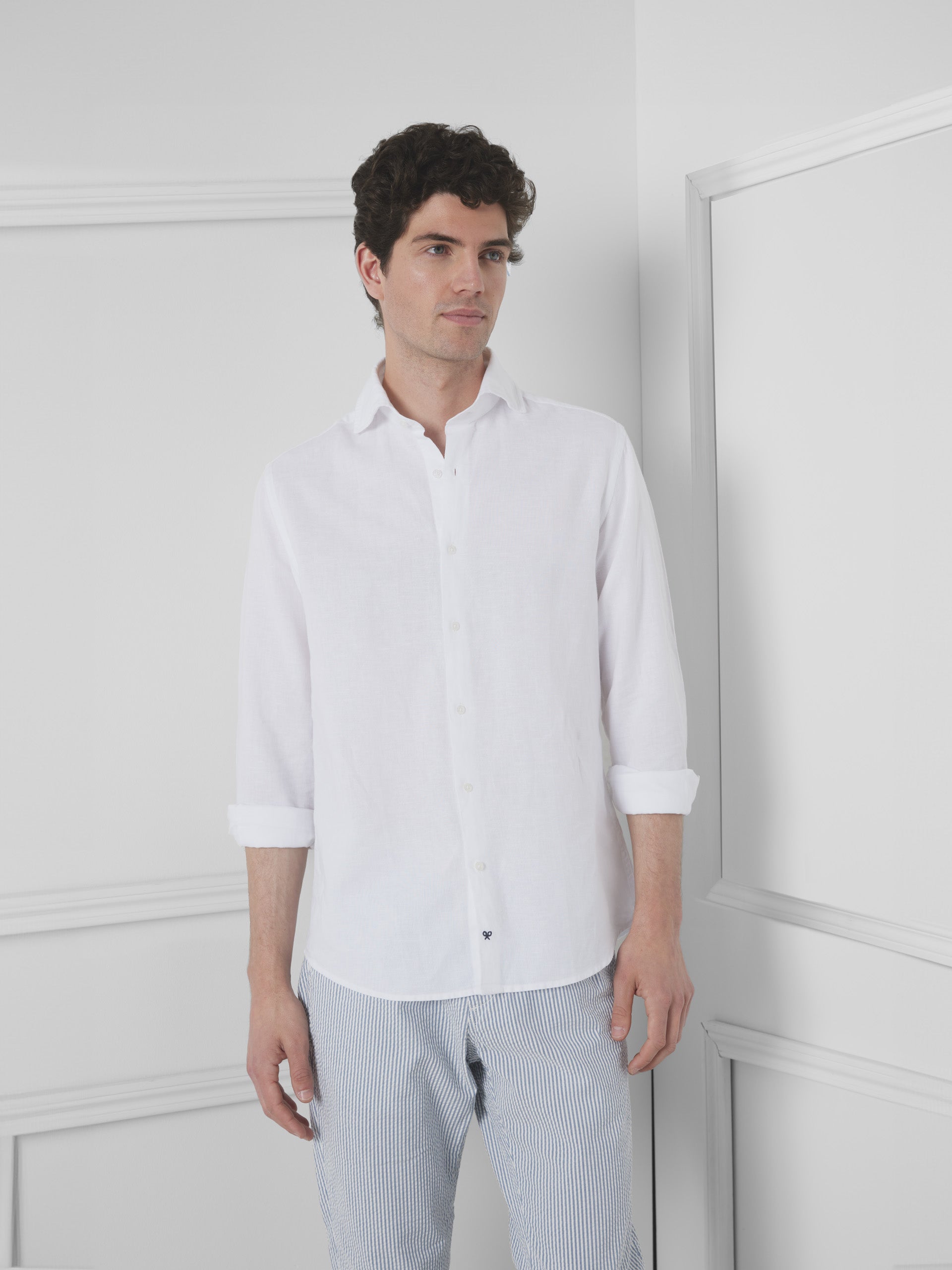 Camisa vestir unique lino blanca