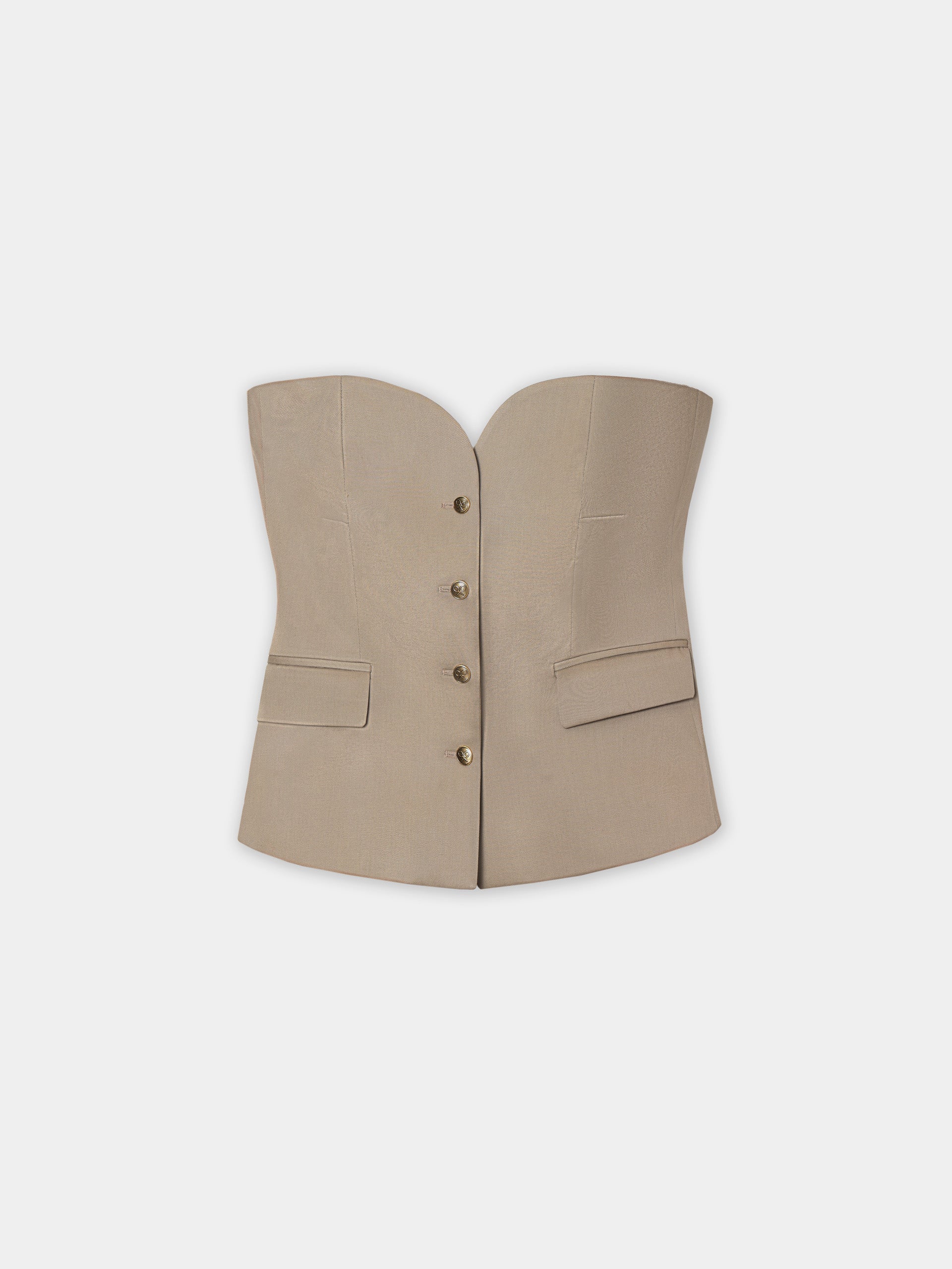 Unique woman vest with beige buttons