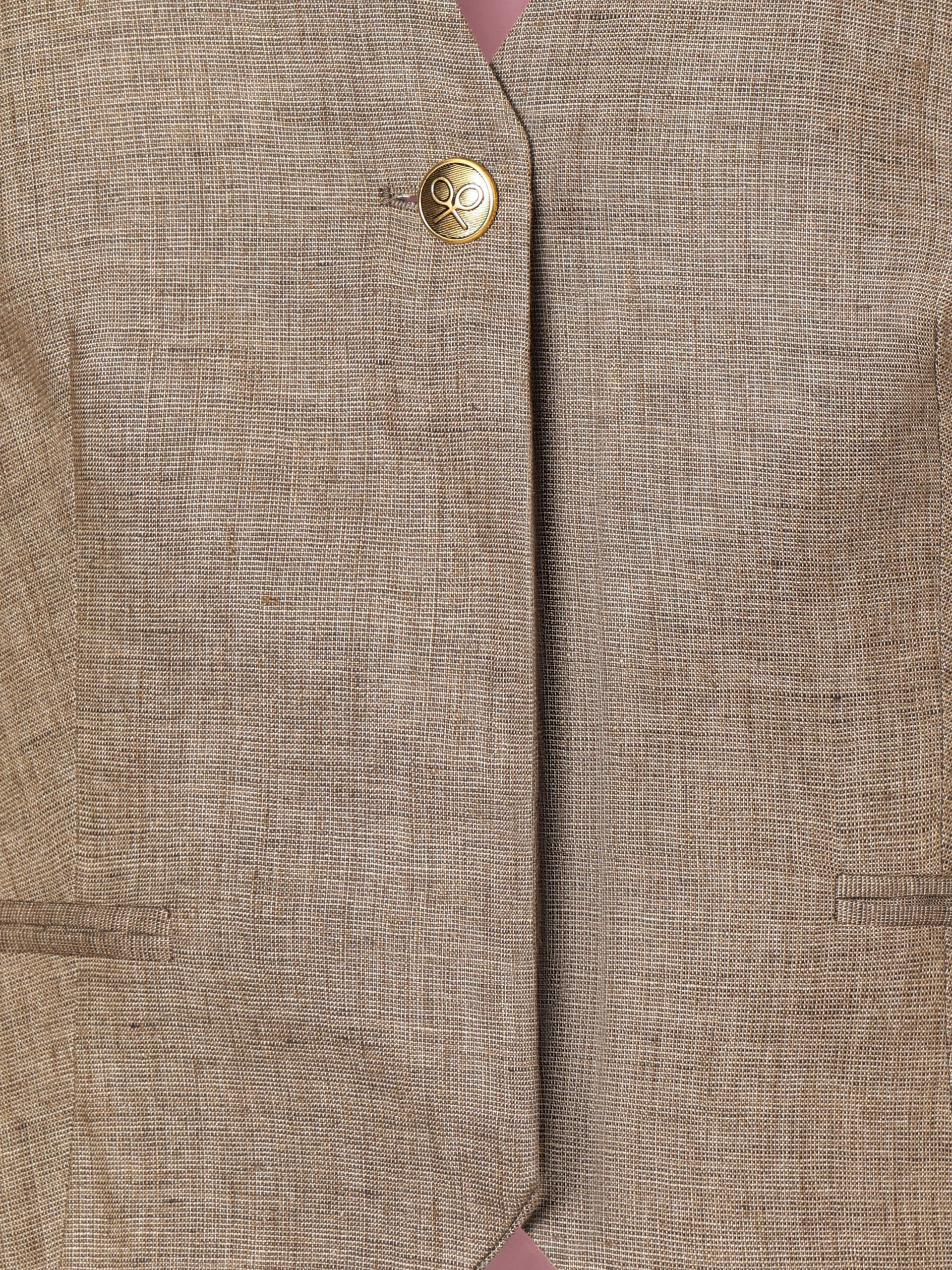 Women's unique medium beige linen vest
