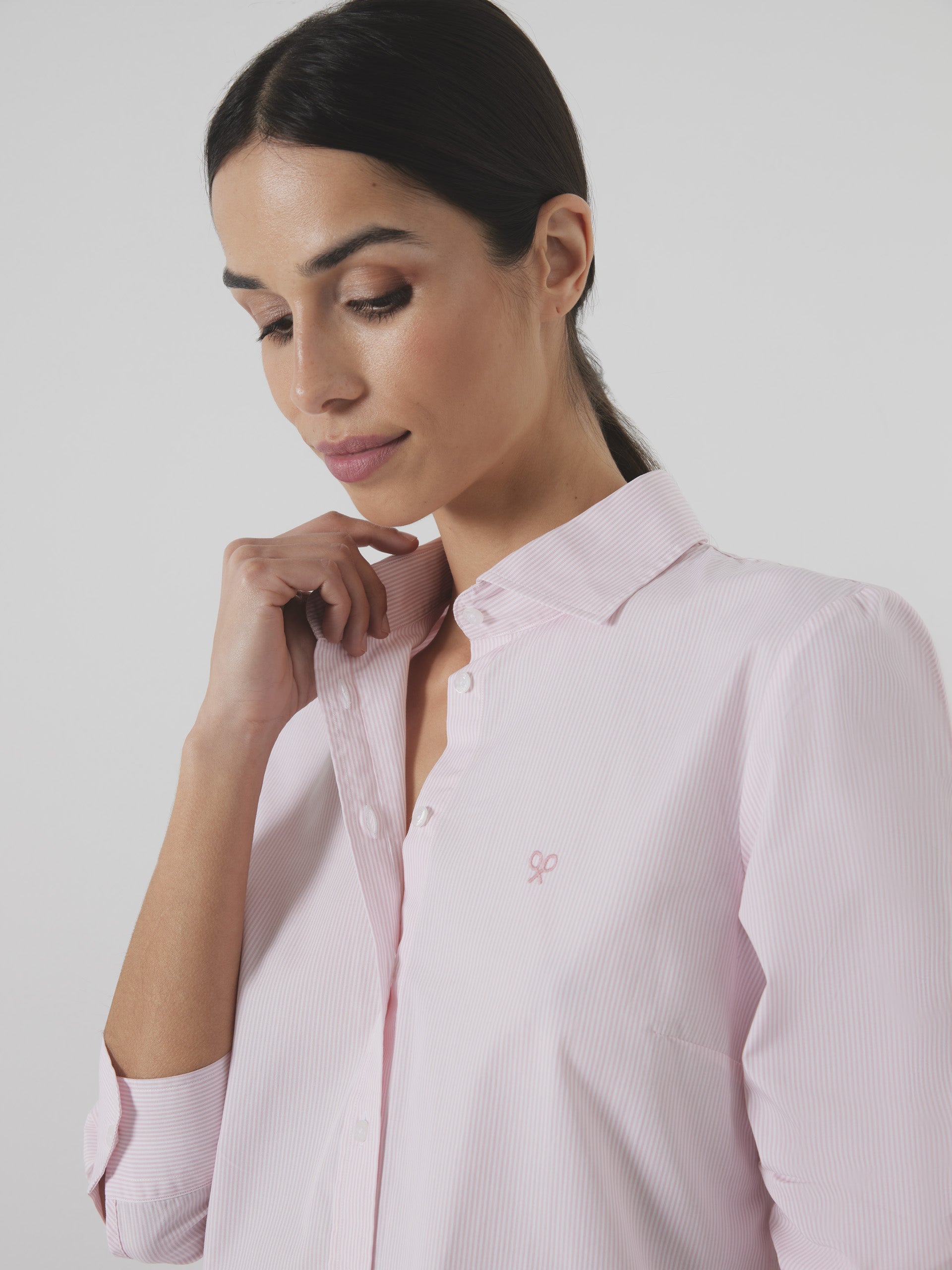 Women's unique pink striped shirt