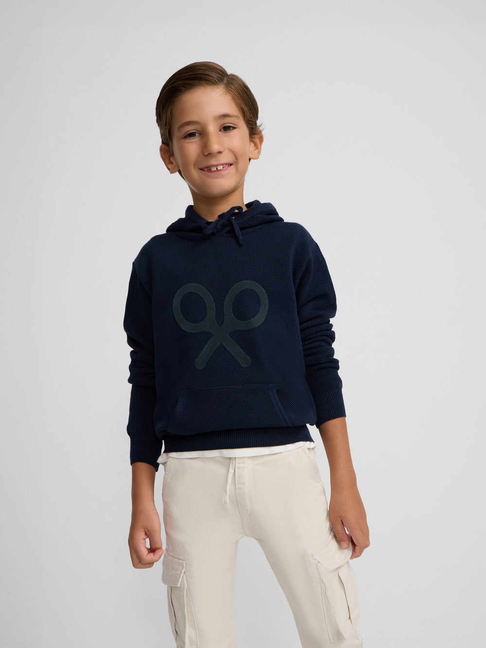 Camisola de criança com capuz raquete azul-marinho