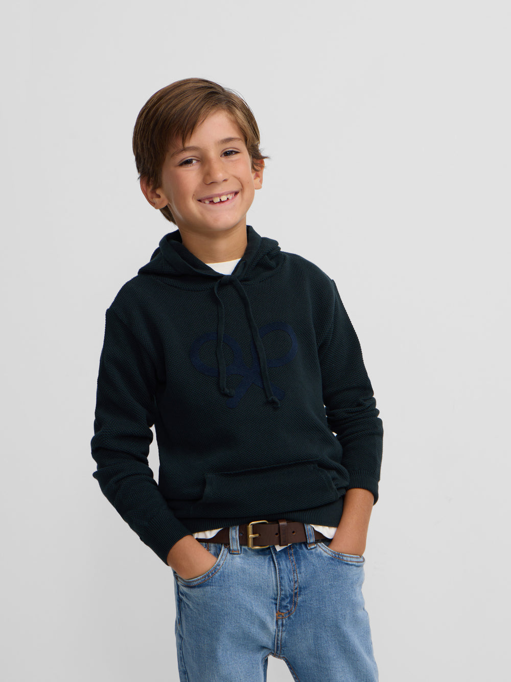 Kids green hooded racquet jersey