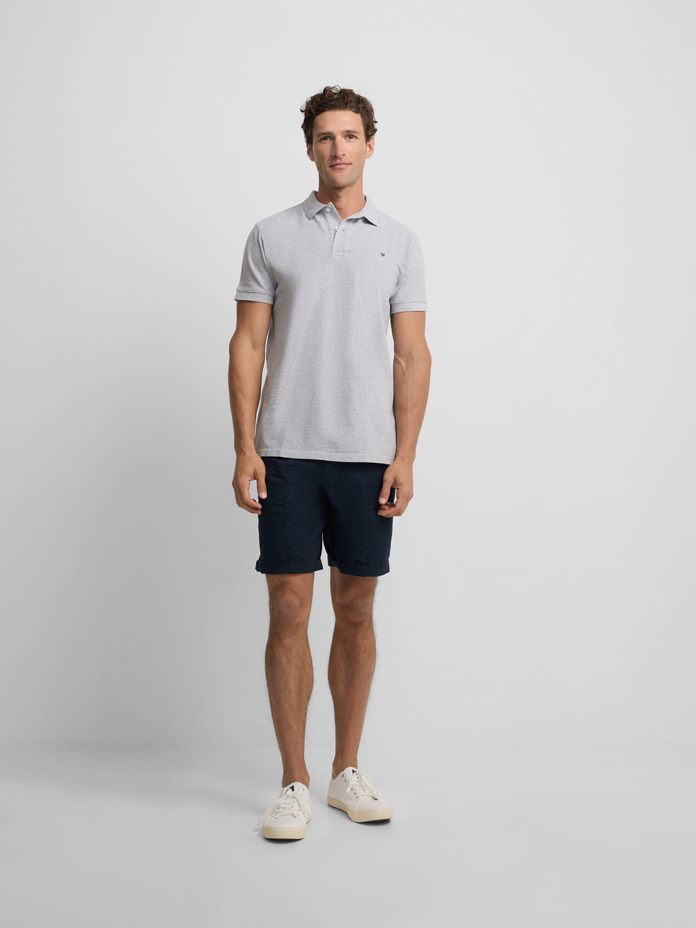 Polo clasico liso gris claro