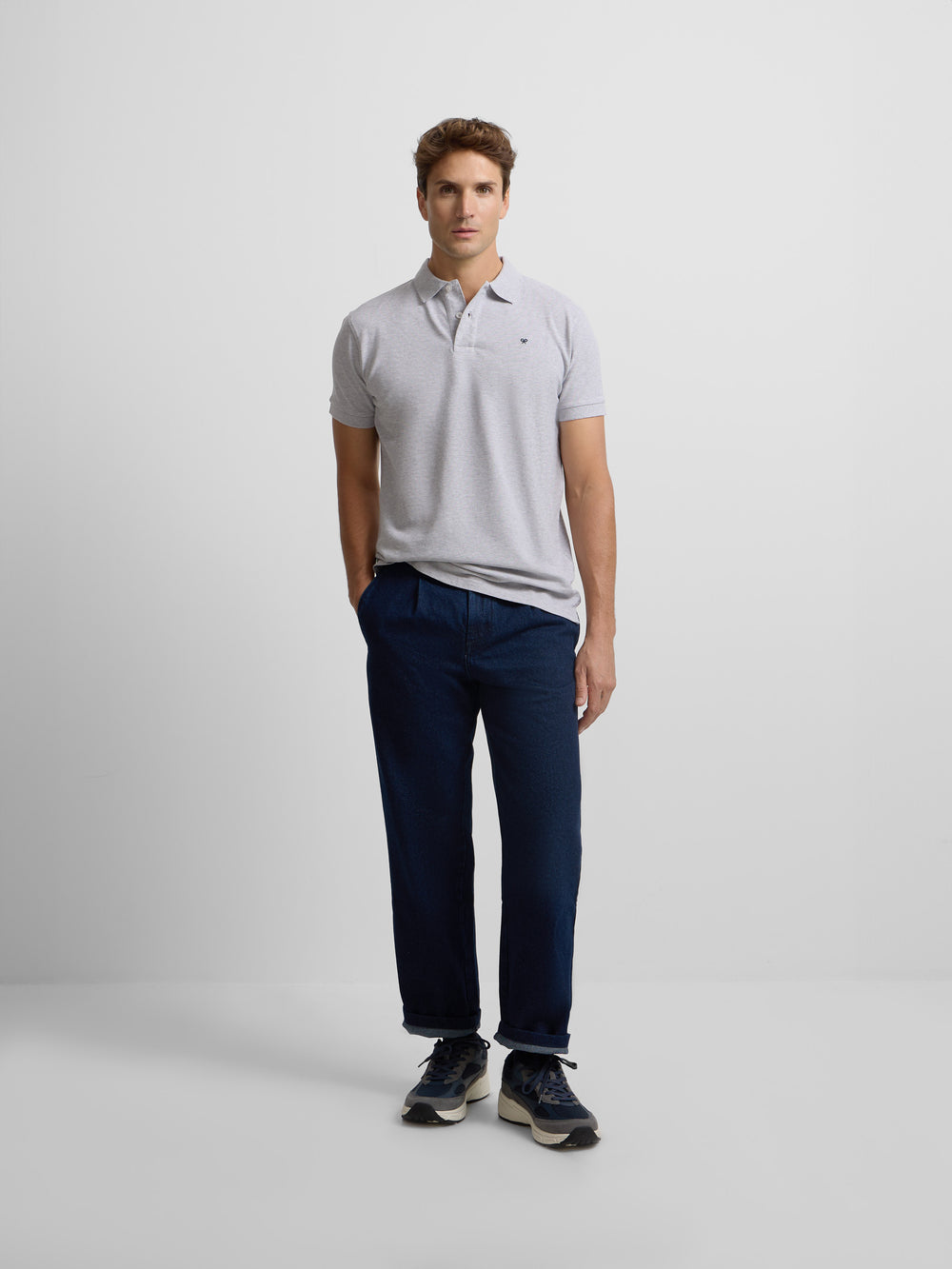 Classic plain light grey polo