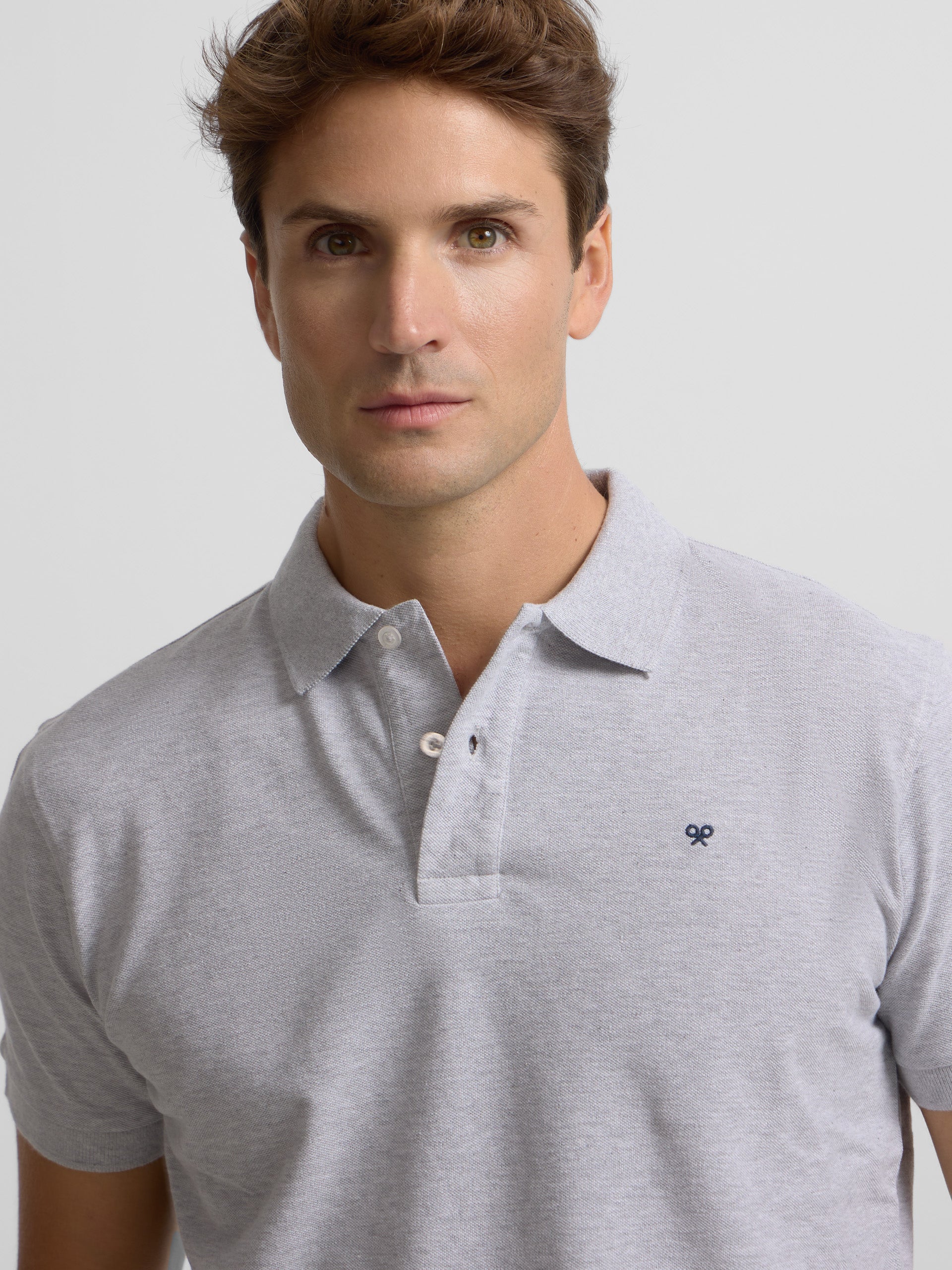 Classic plain light grey polo