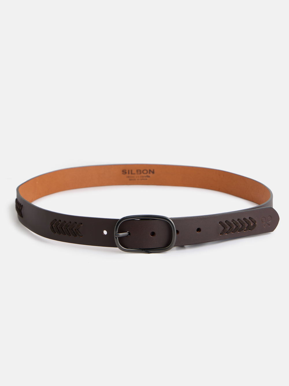 Leather belt with dark brown details