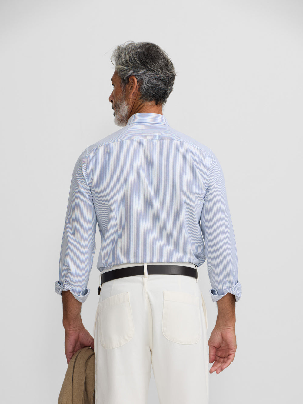 Chemise sport oxford rayures bleu moyen