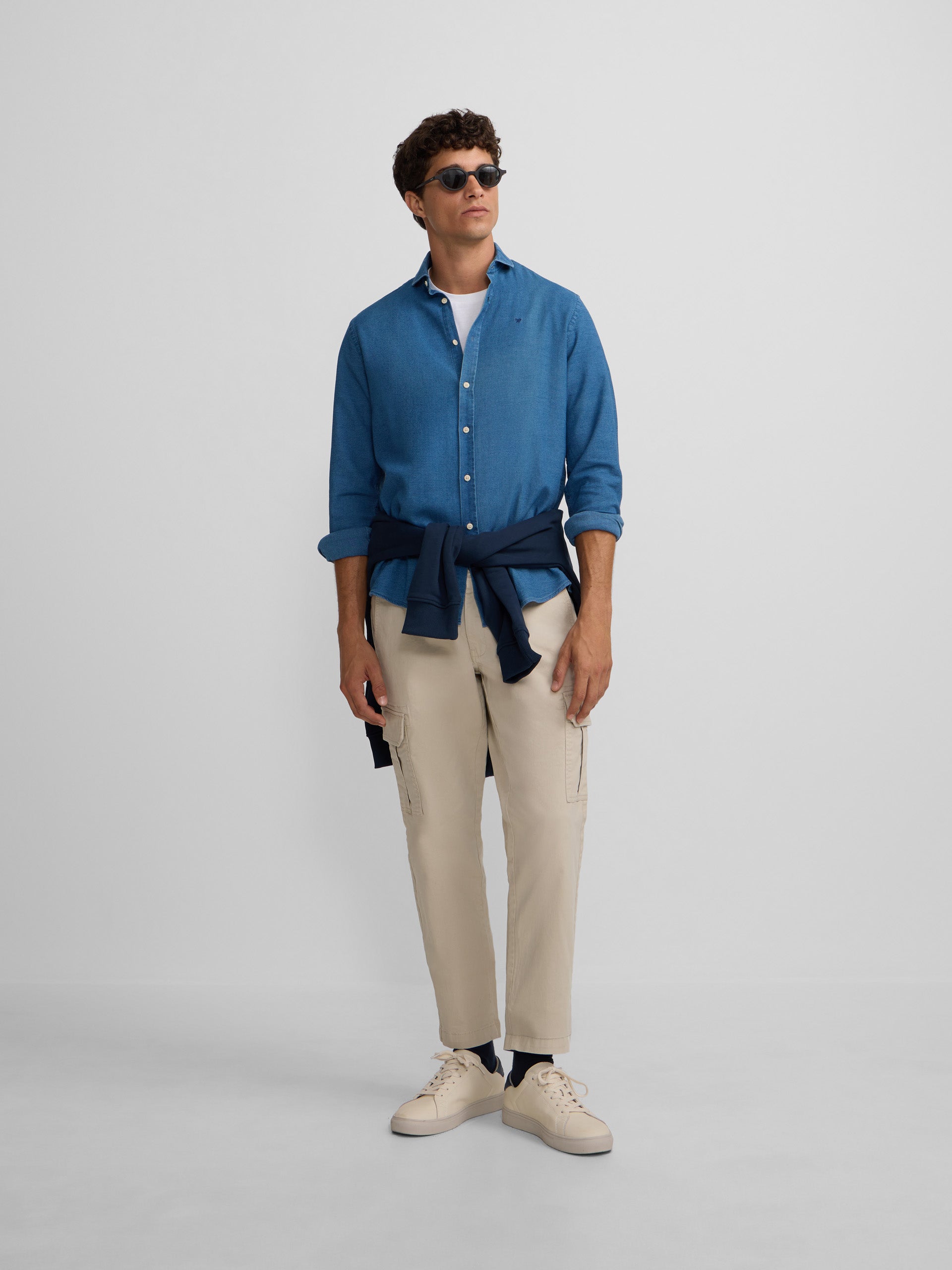 Camisa sport estructura denim azul medio